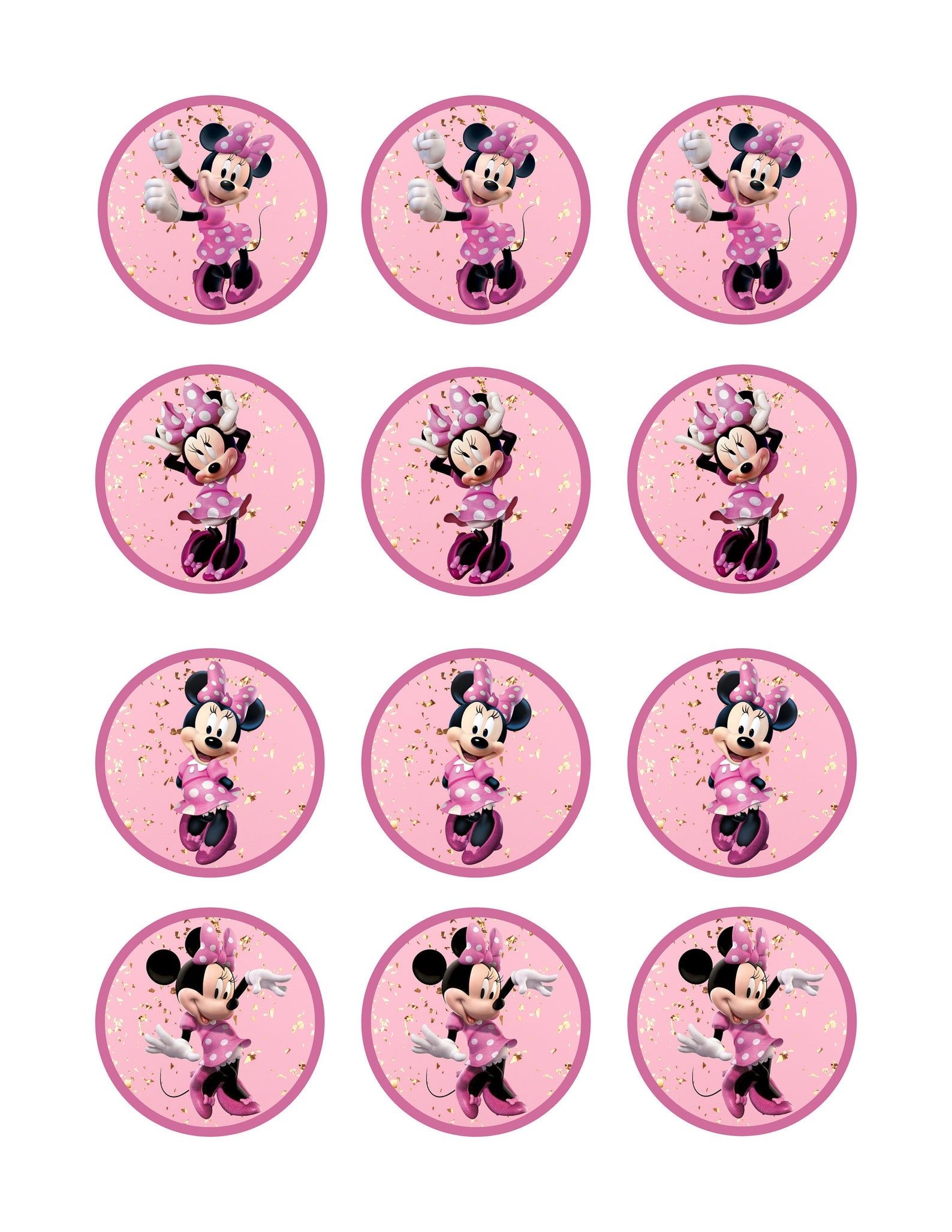 Minnie Mouse Toppers Pink Minnie Mouse Cupcake Toppers Minnie Mouse Birthday Set Of 12 Party Favor Digital Printable Instant Download Etsy Cumplea os De Minnie Mouse Cupcakes De Minnie Mouse Imprimibles Minnie