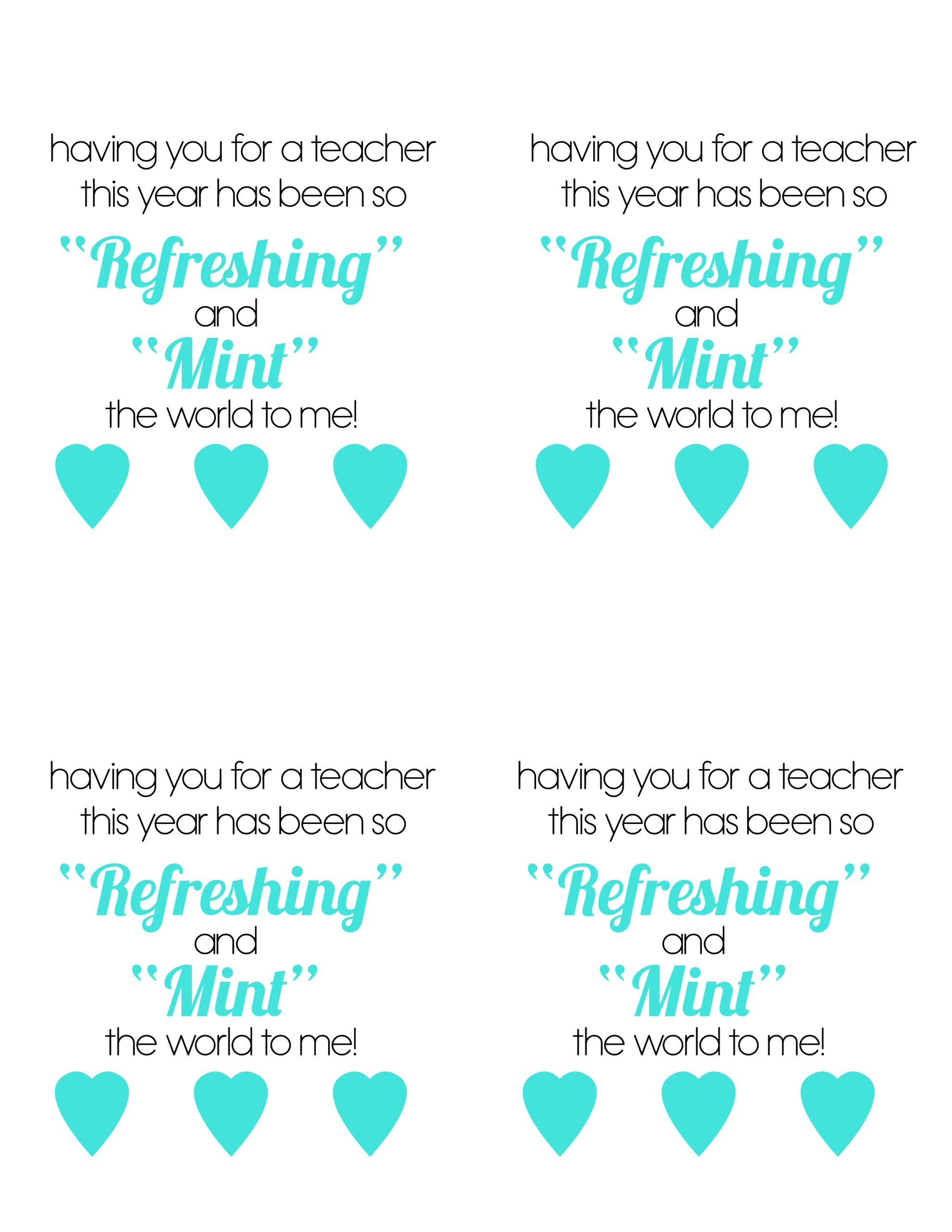 Mints Teacher Gift With Free Printable