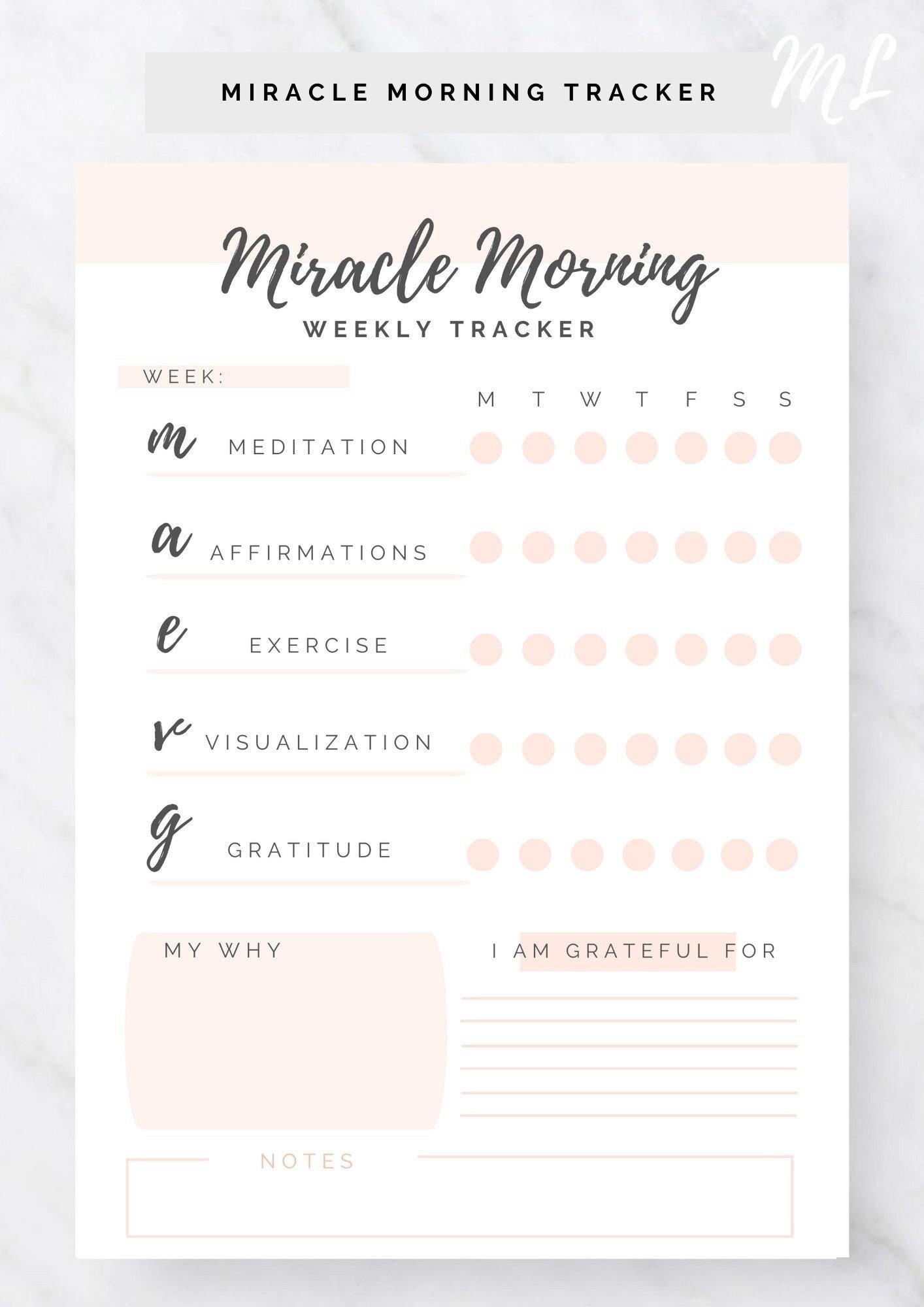 Miracle Morning Printable Etsy