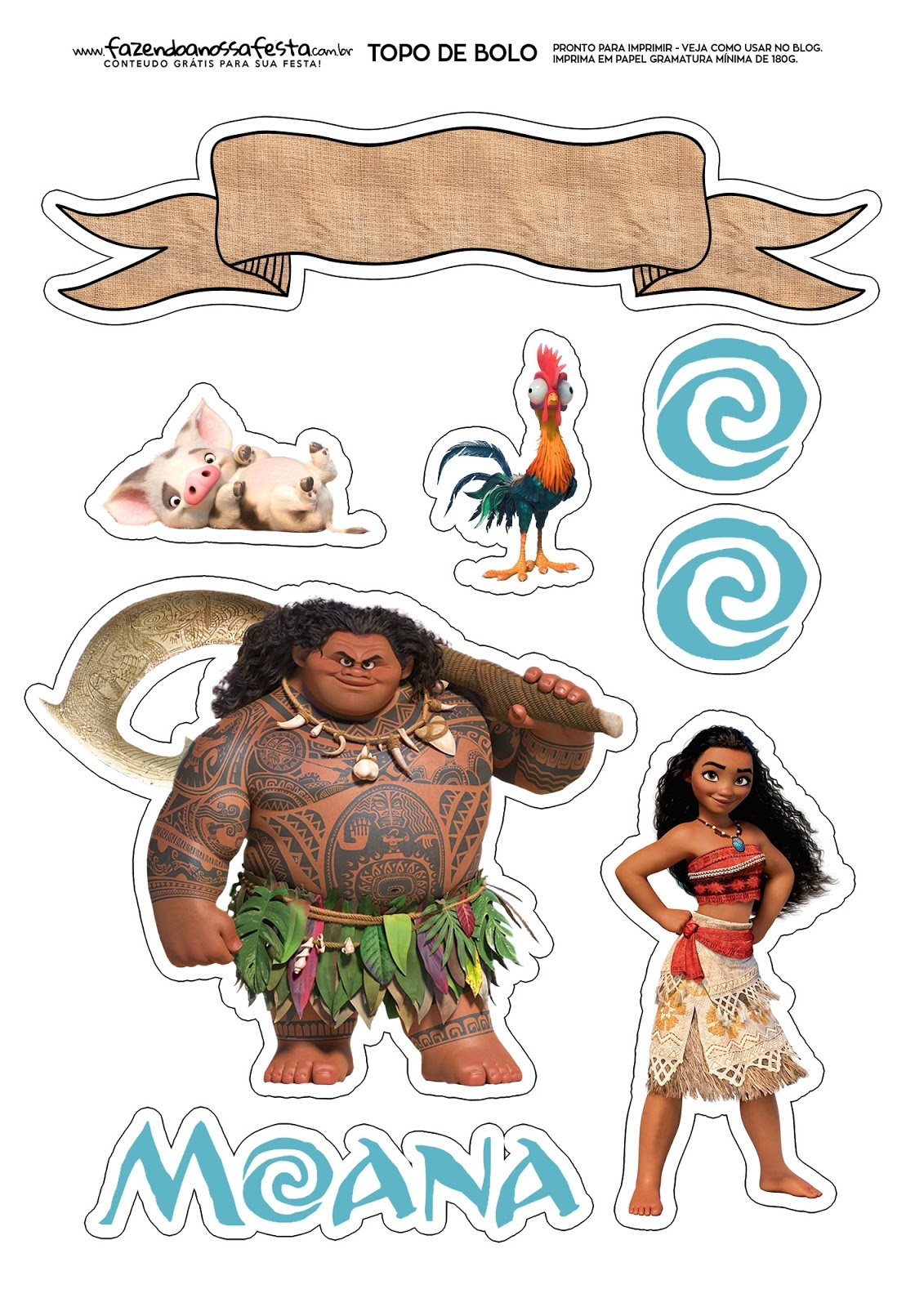Moana Free Printable Cake Toppers Oh My Fiesta In English