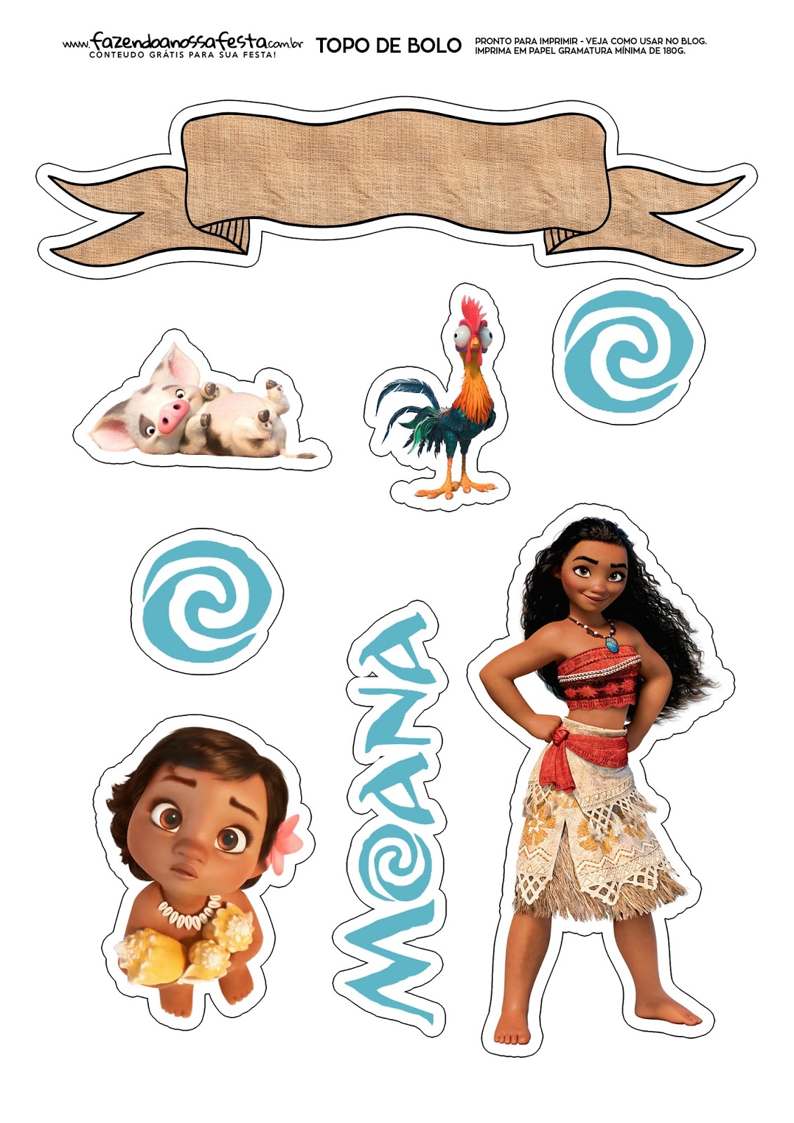 Moana Party Free Printable Cake Toppers Oh My Fiesta In English