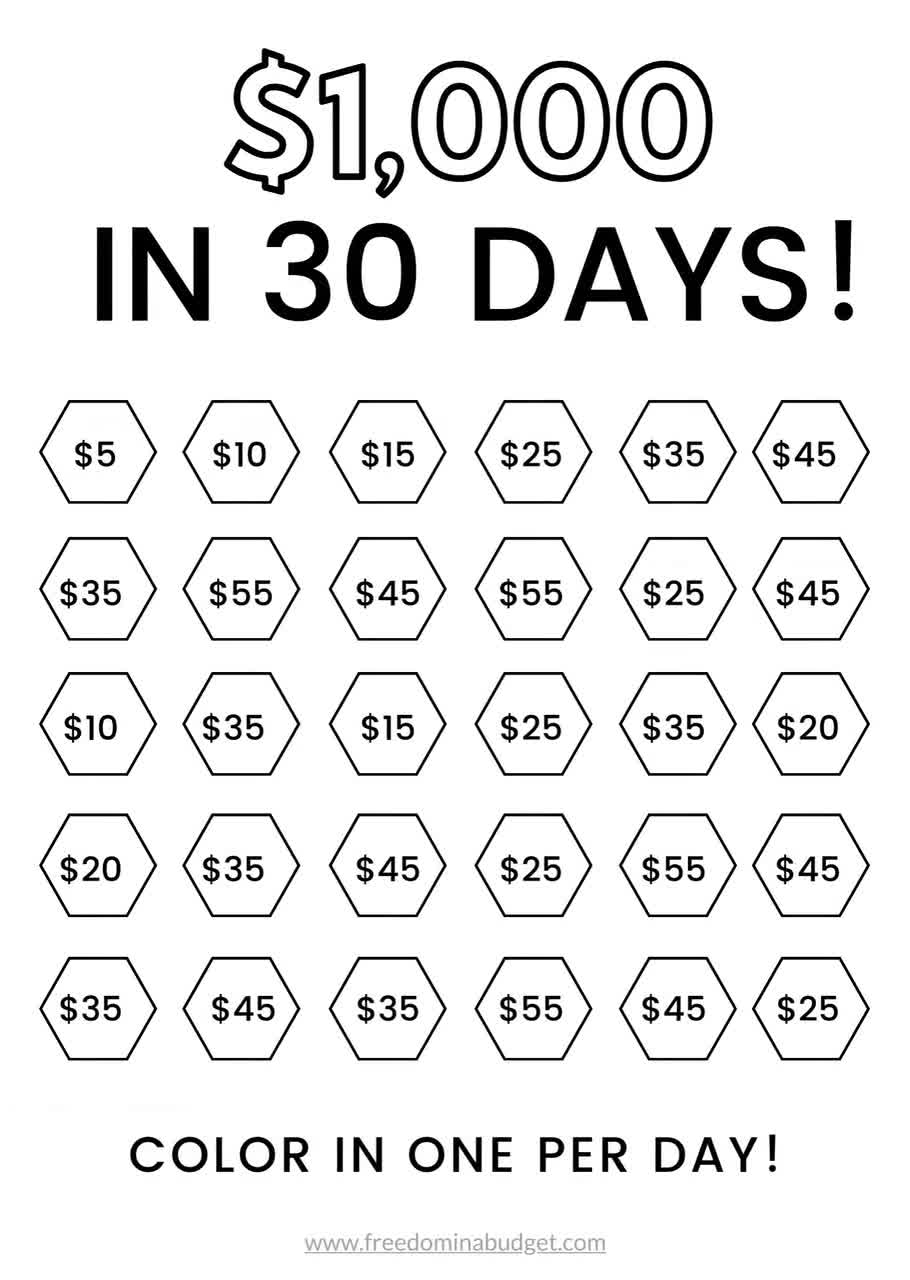Money Saving Challenge Printable Save 1000 In 30 Days Savings Tracker Savings Planner Etsy Israel