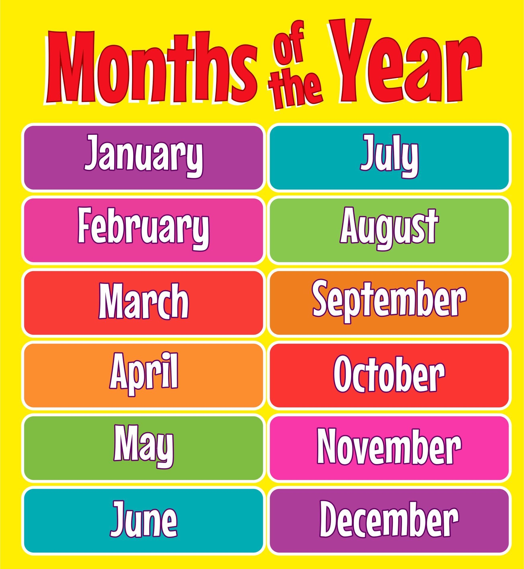 Months Of The Year Chart For Toddlers Months In A Year English Lessons For Kids Learning Printables
