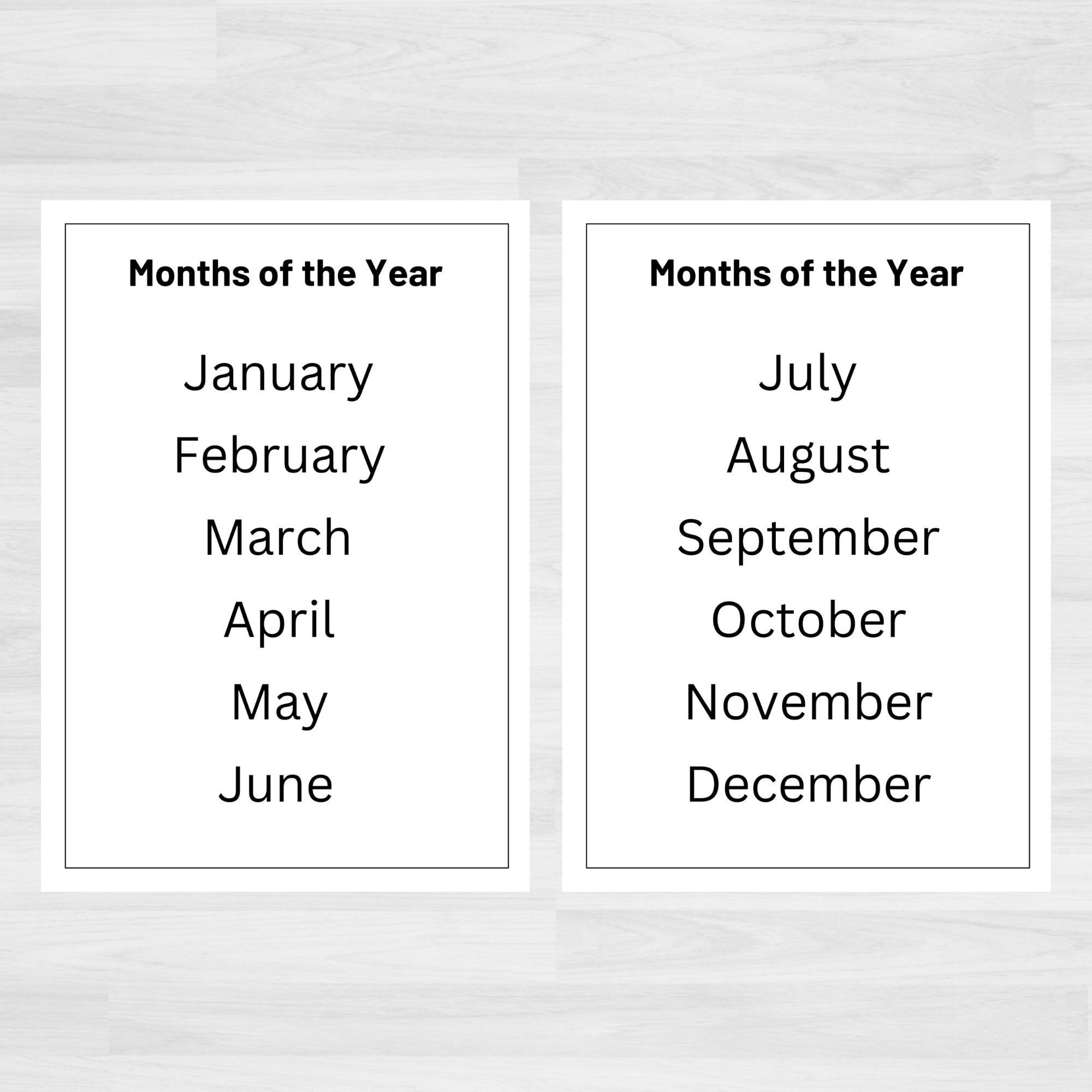 Months Of The Year Printable Chart 12 Months Poster Months Of The Year School Readiness Learning And School Classroom Charts Etsy