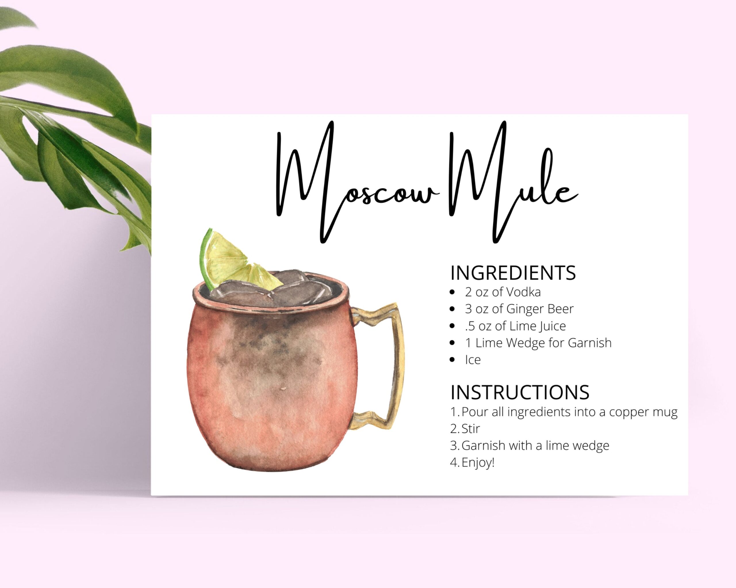Moscow Mule DIGITAL DOWNLOAD Cocktail Recipe Card Moscow Mule Moscow Mule Recipe Card Cocktail Recipe Cocktail Recipes Recipe Cards Etsy Israel