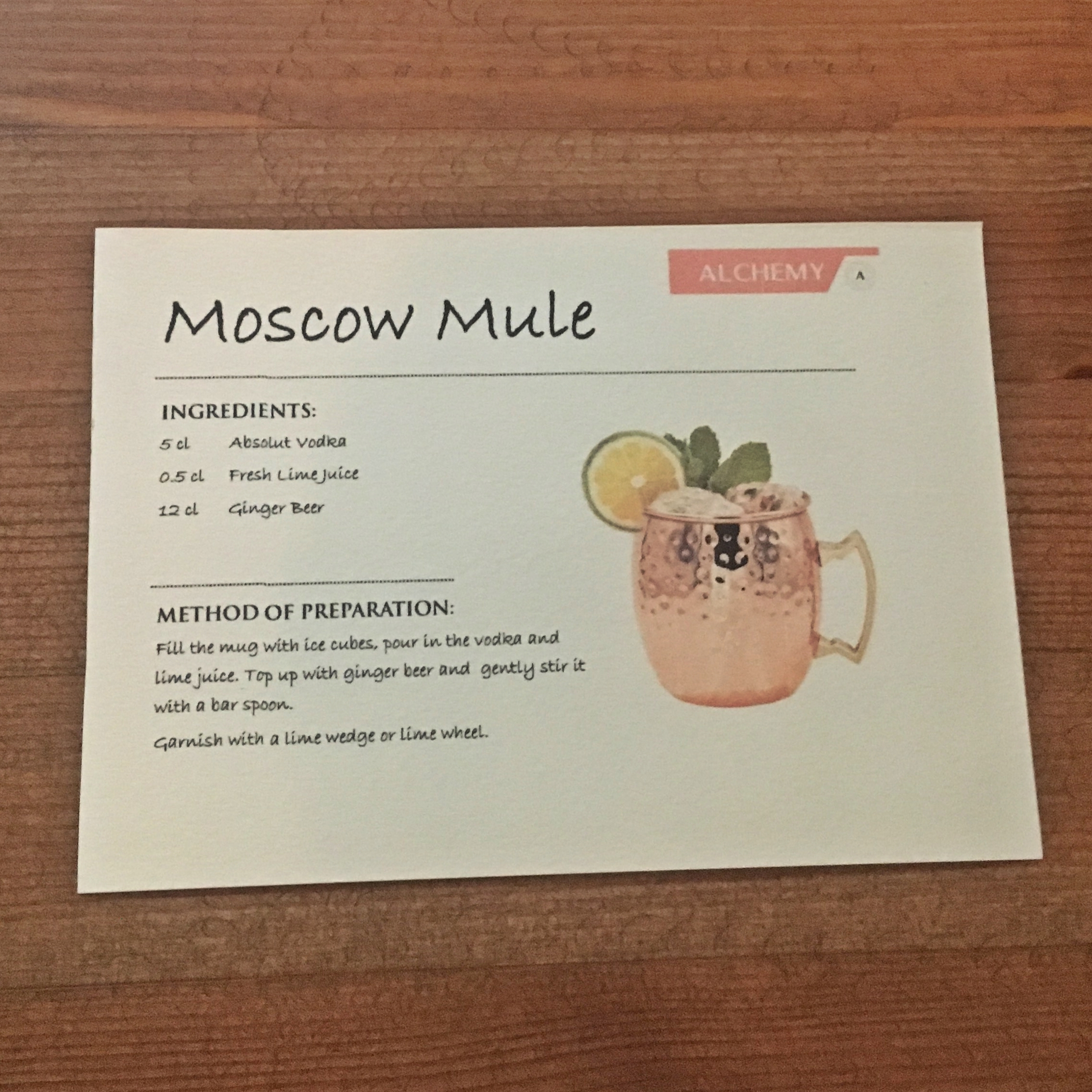 Free Printable Moscow Mule Recipe Card