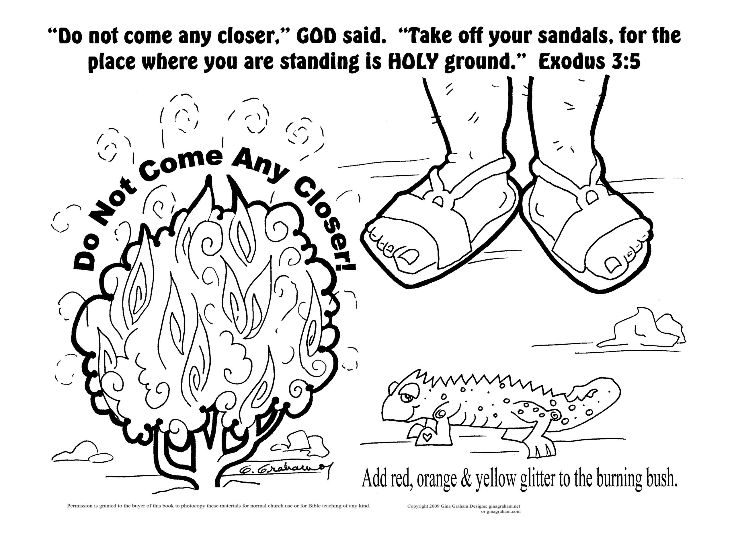 Moses And The Burning Bush Coloring Sheet Printable For Children s Ministry Burning Bush Bible Journaling Printables Coloring Pages