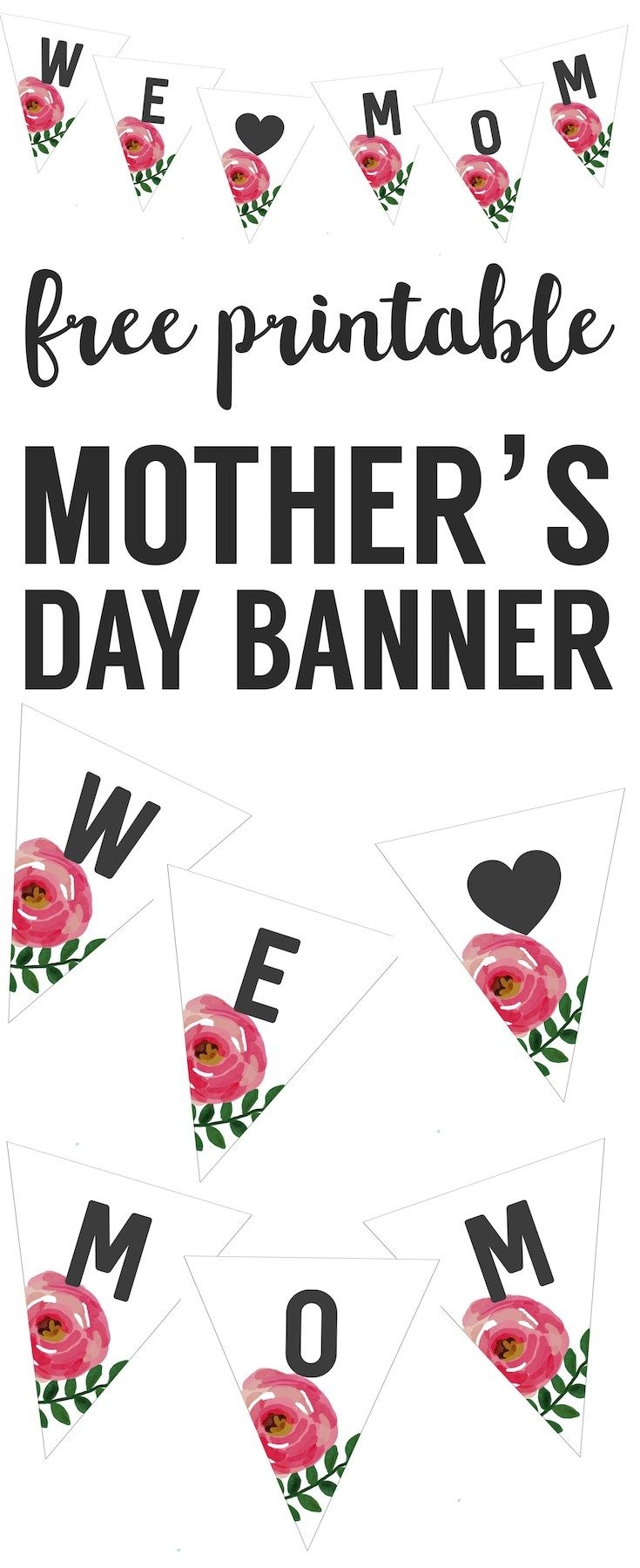 Mother s Day Banner Free Printable Paper Trail Design Mother s Day Banner Happy Mothers Day Banner Diy Mother s Day Crafts