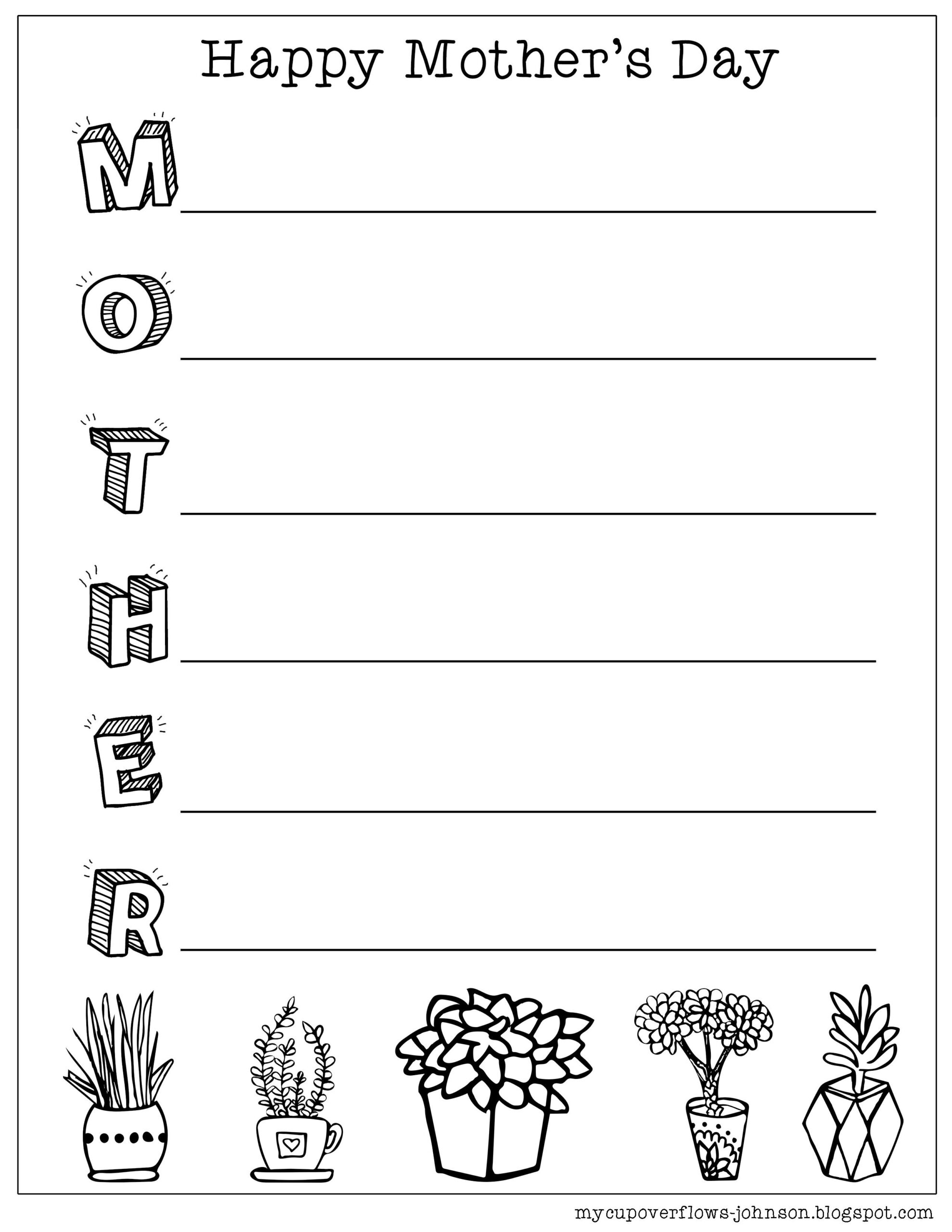 Mother s Day Coloring Pages Mothers Day Coloring Pages Acrostic Poem For Kids Mothers Day Poems