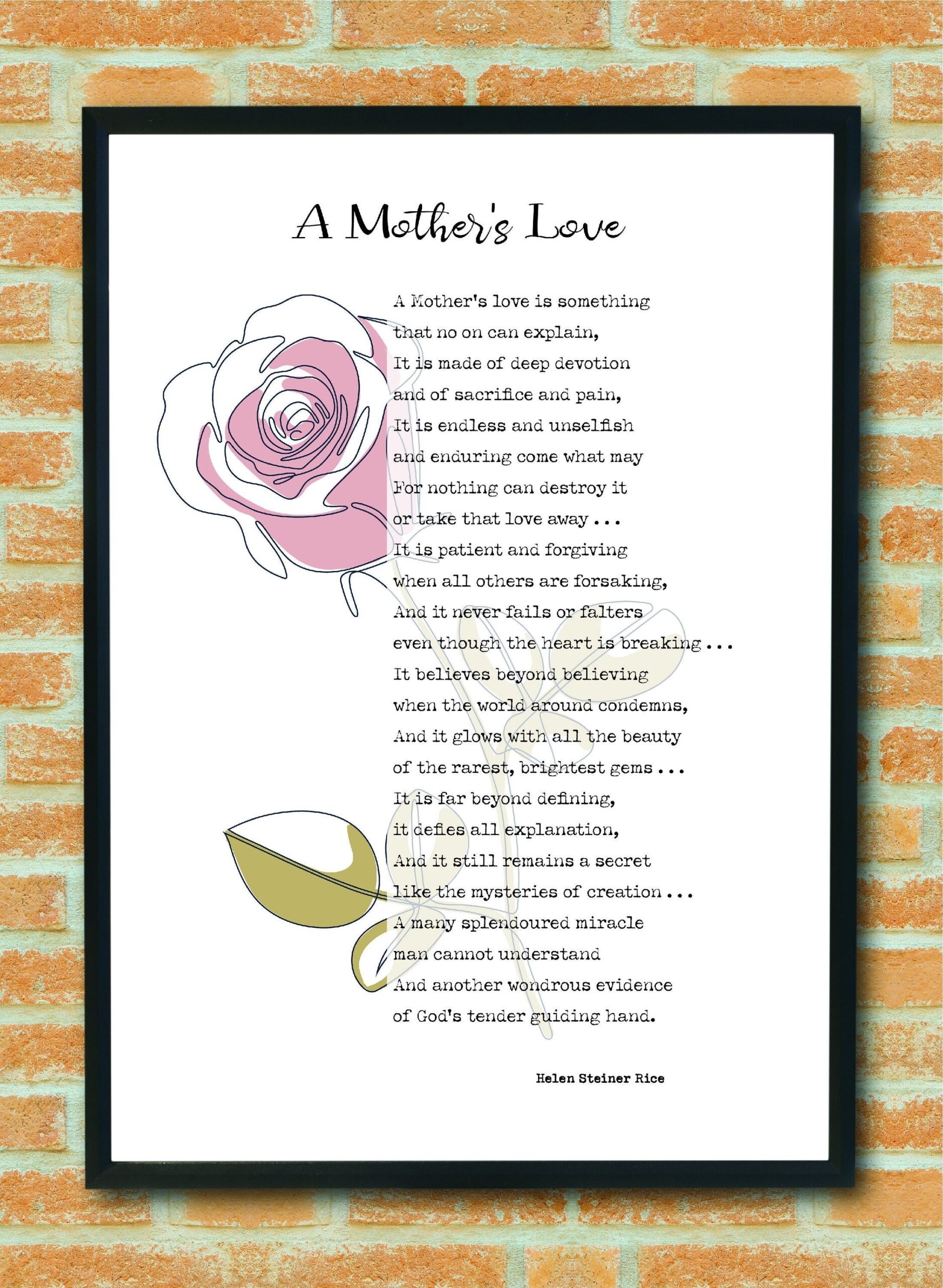 Mother s Day Poem A Mother s Love By Helen Steiner Rice Gift For Mother Mom Poem Poetry Wall Art A4 PDF JPG DIGITAL Instant Download Etsy Israel