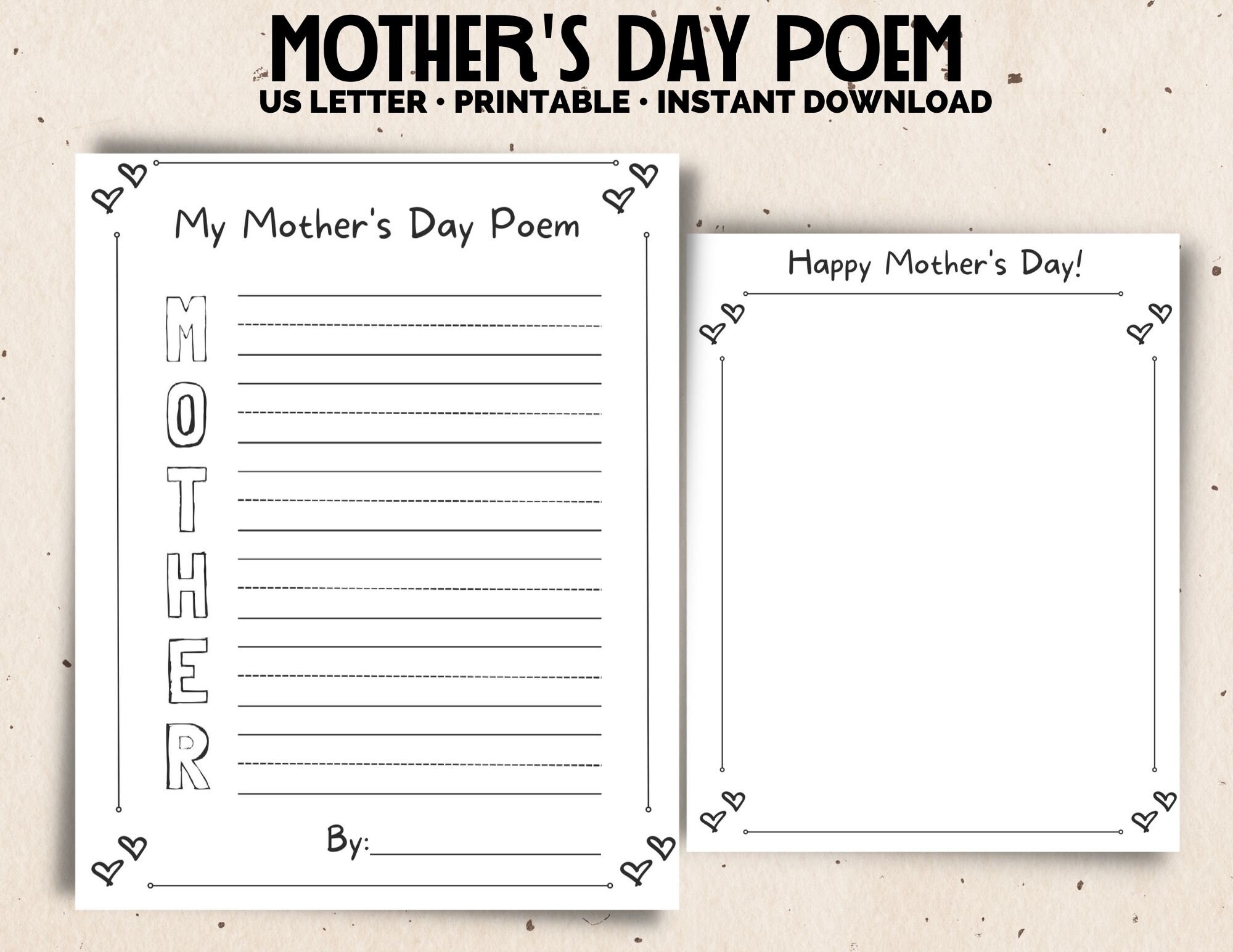 Mother s Day Poem Printable Gift Handmade Mother s Day Printable Mom Gift From Kids Sentimental Mom Gift Etsy