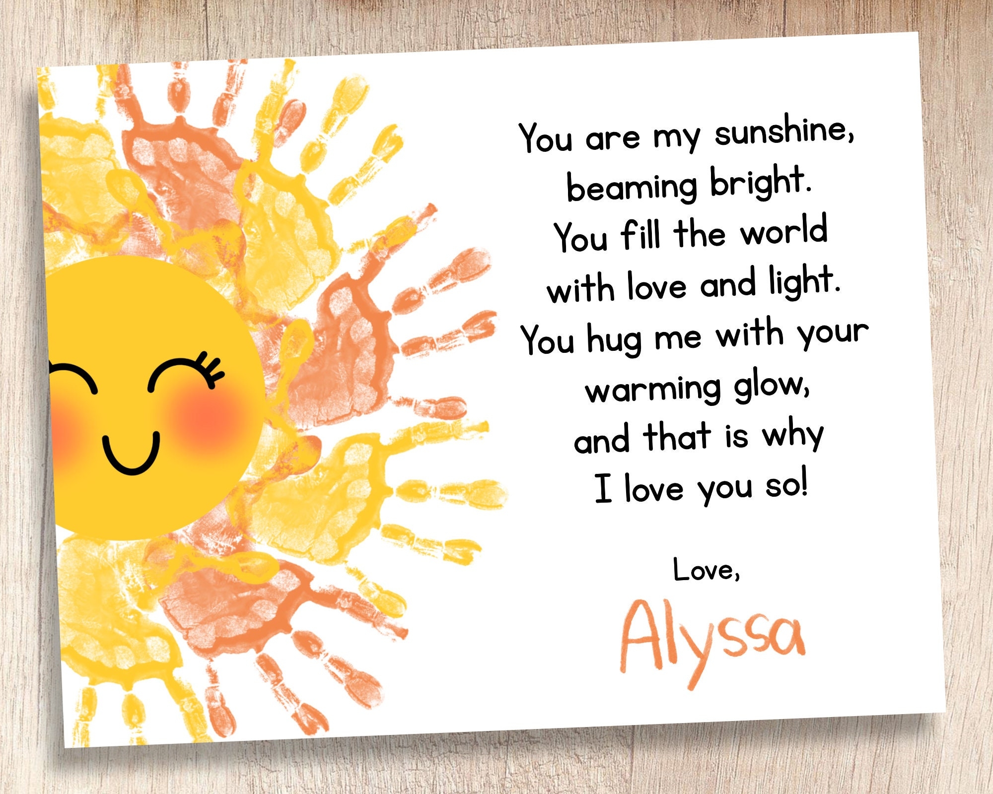 Mother s Day Printable You Are My Sunshine Teacher Parent Resources Crafts For Pre k And Kindergarten Children Etsy