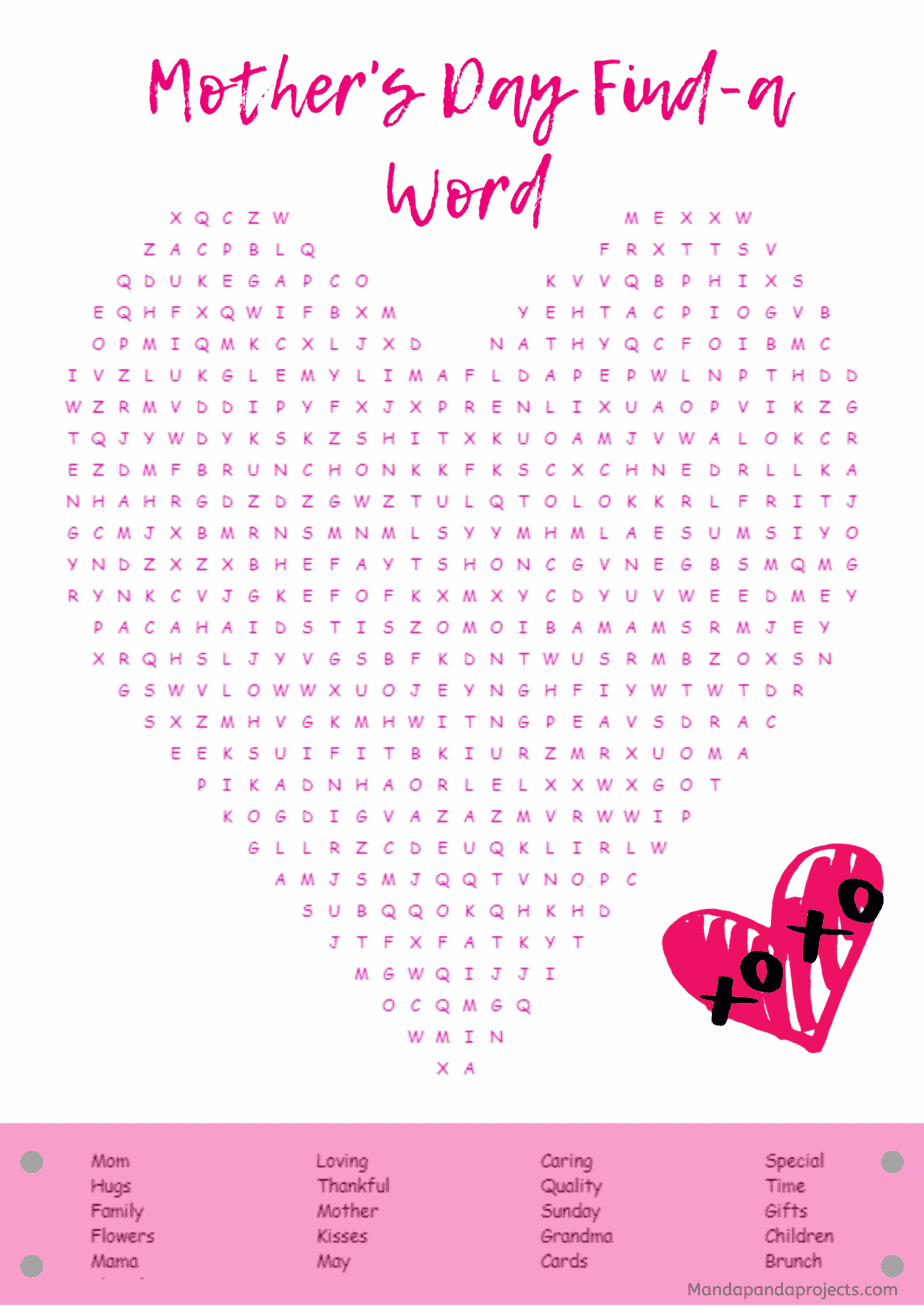 Mother'S Day Word Search Free Printable