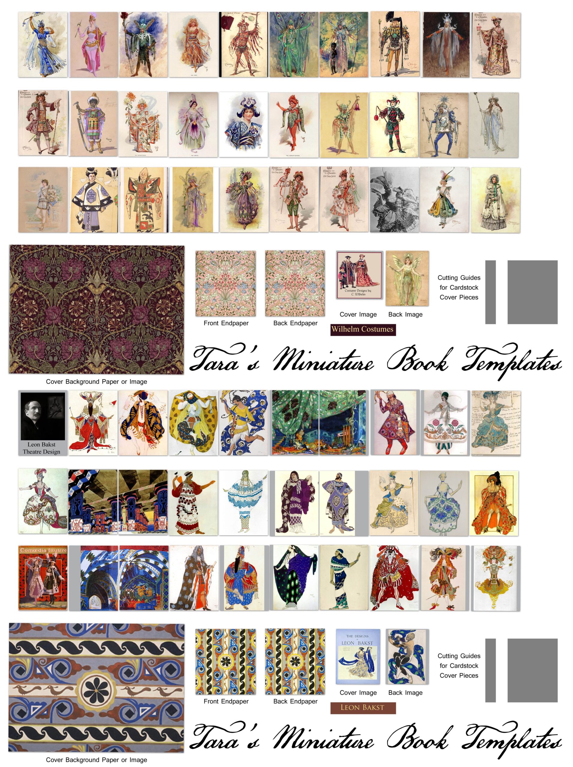 My Combined Free Mini Book Template With The 1 1 2 Size Versions Of The New Mini Costume Books Of Costume Des Miniature Books Miniature Printables Miniatures