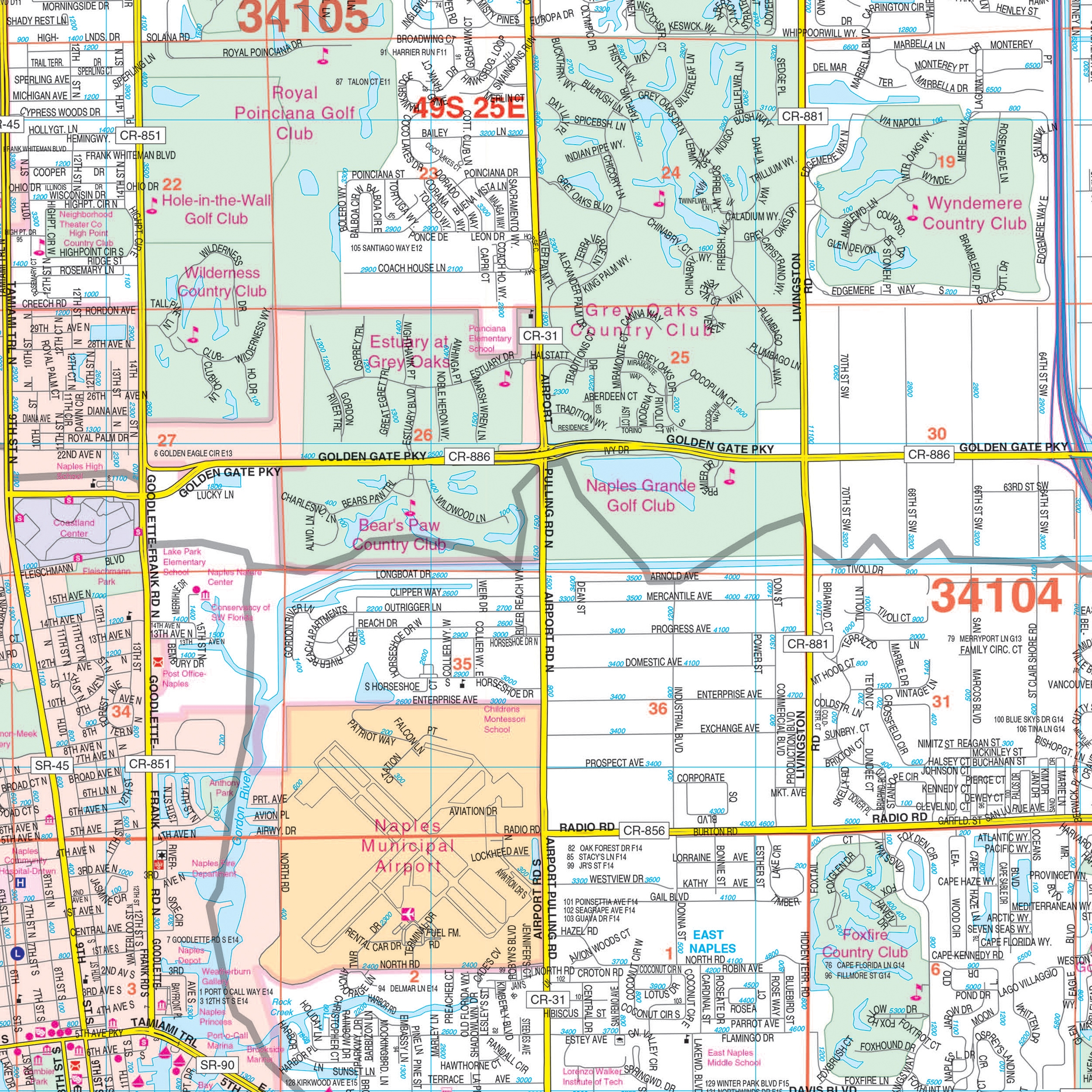 Naples Collier County FL Wall Map By Kappa The Map Shop