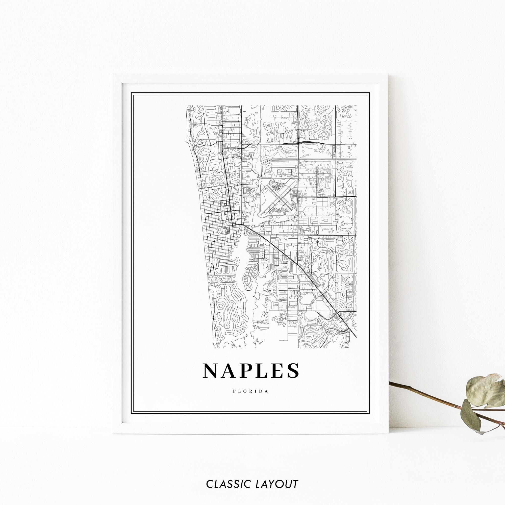 Naples FL Map Print Florida USA Map Art Poster Collier County City Road Street Map Print Nursery Room Wall Office Decor Printable Map Etsy Sweden
