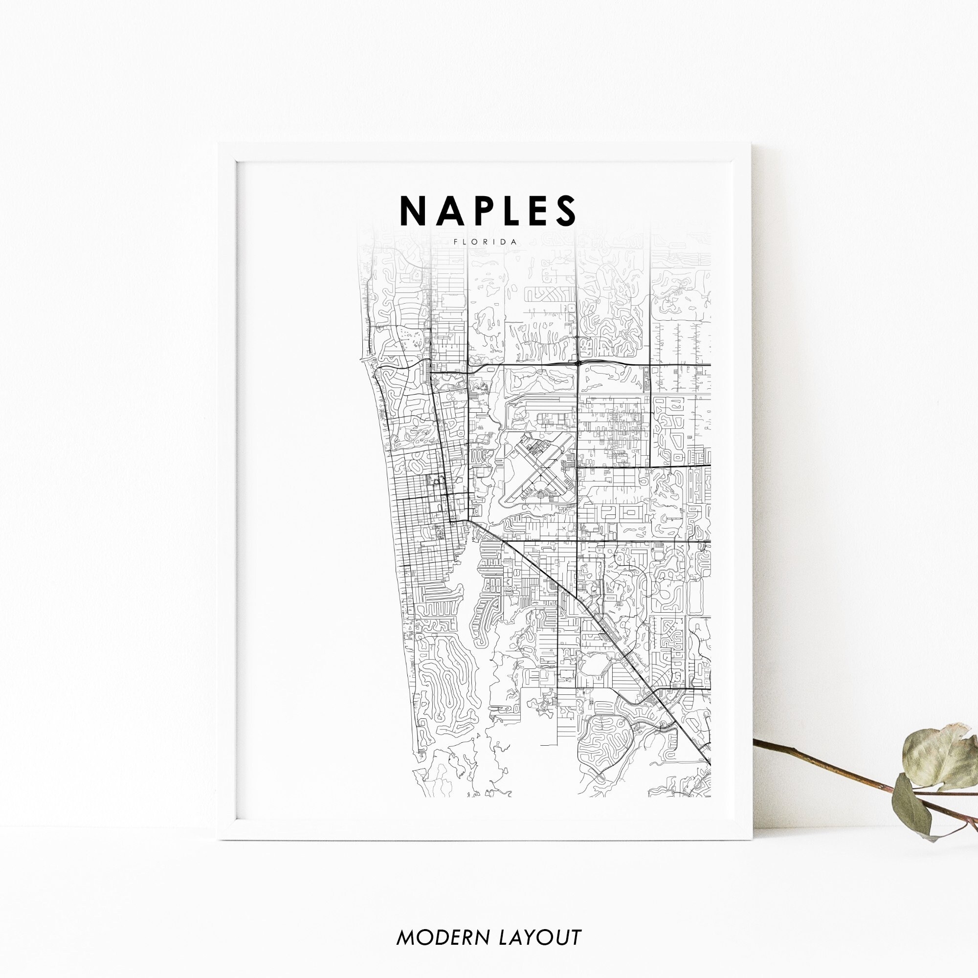 Naples FL Map Print Florida USA Map Art Poster Collier County City Road Street Map Print Nursery Room Wall Office Decor Printable Map Etsy