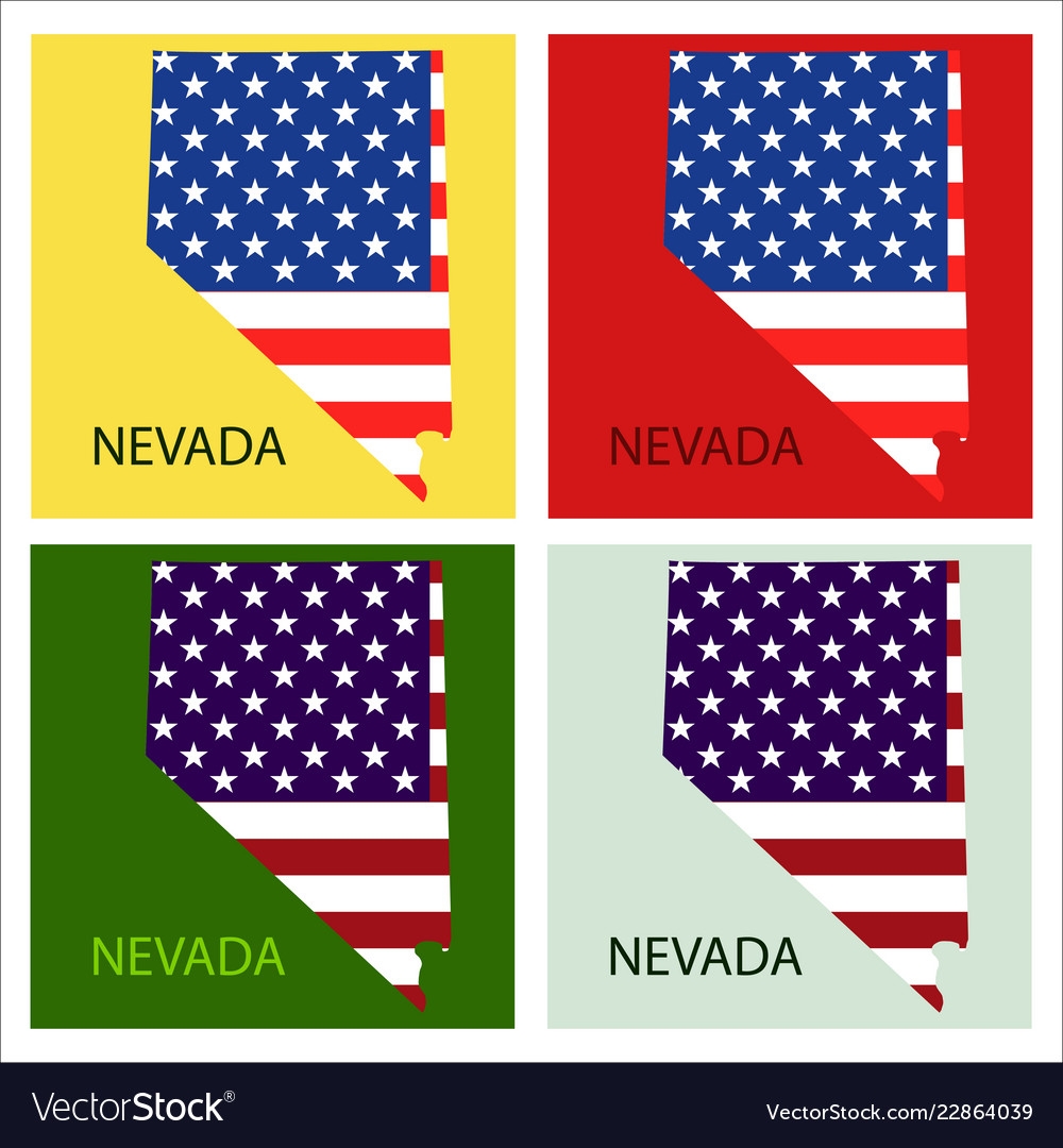 Nevada State Of America With Map Flag Print Vector Image