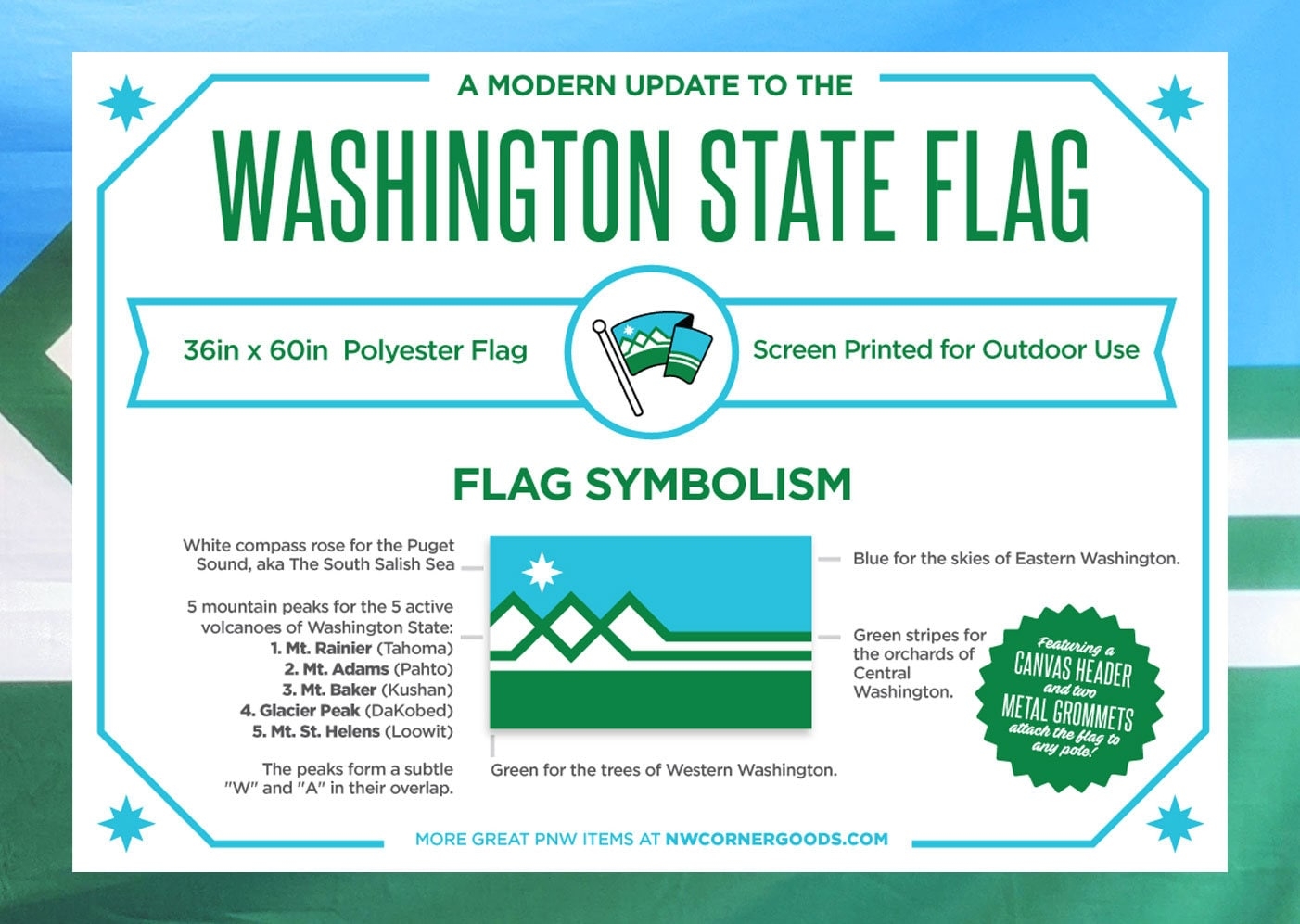 New Washington State Flag Design 3x5 Flag Etsy