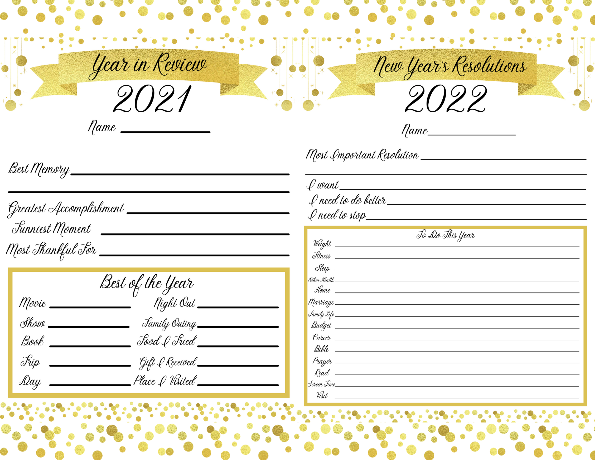 New Year s Free Printables Year In Review Resolutions Pages Life As A LEO Wife