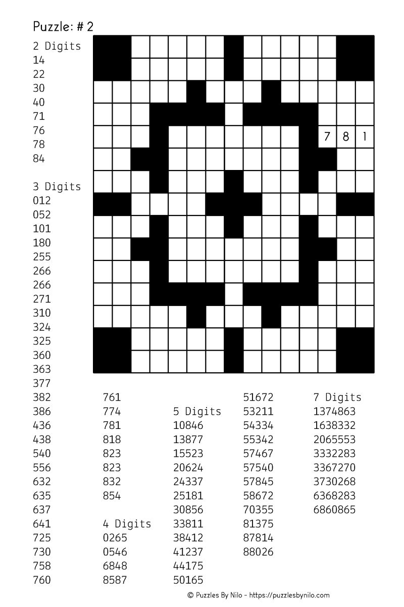 Number Crossword Puzzles Printable Fill In Puzzles Crossword Puzzles Free Puzzles