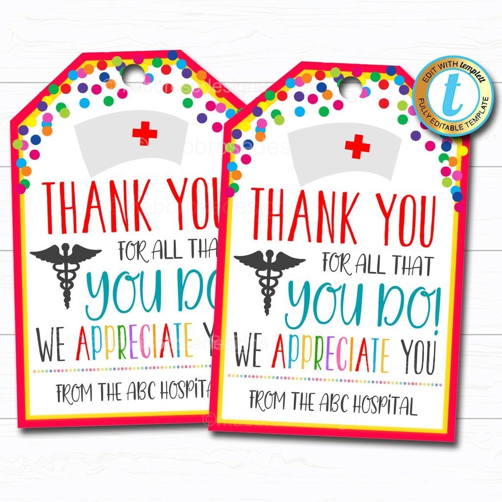 Nurse Appreciation Gift Tag Thank You Frontlines Worker Medical Hospital Staff Doctor Gift Nurse Appreciation Week DIY Editable Template Nurse Appreciation Week Nurse Appreciation Gifts Gift Tags