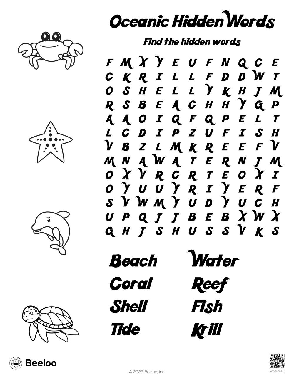 Ocean Word Search Printable