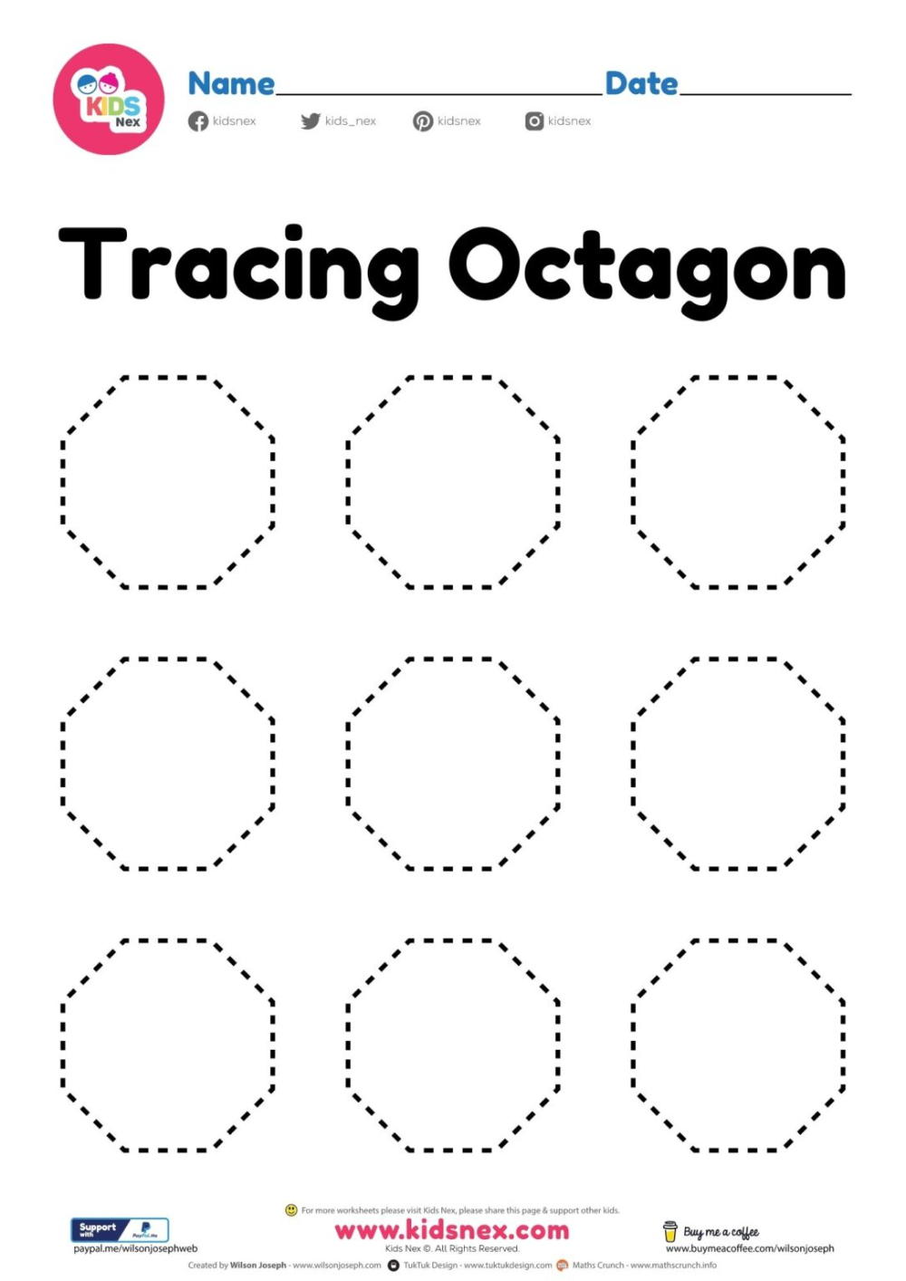 Octagon Shape Worksheet Shapes Worksheets Shape Tracing Worksheets Tracing Worksheets Preschool