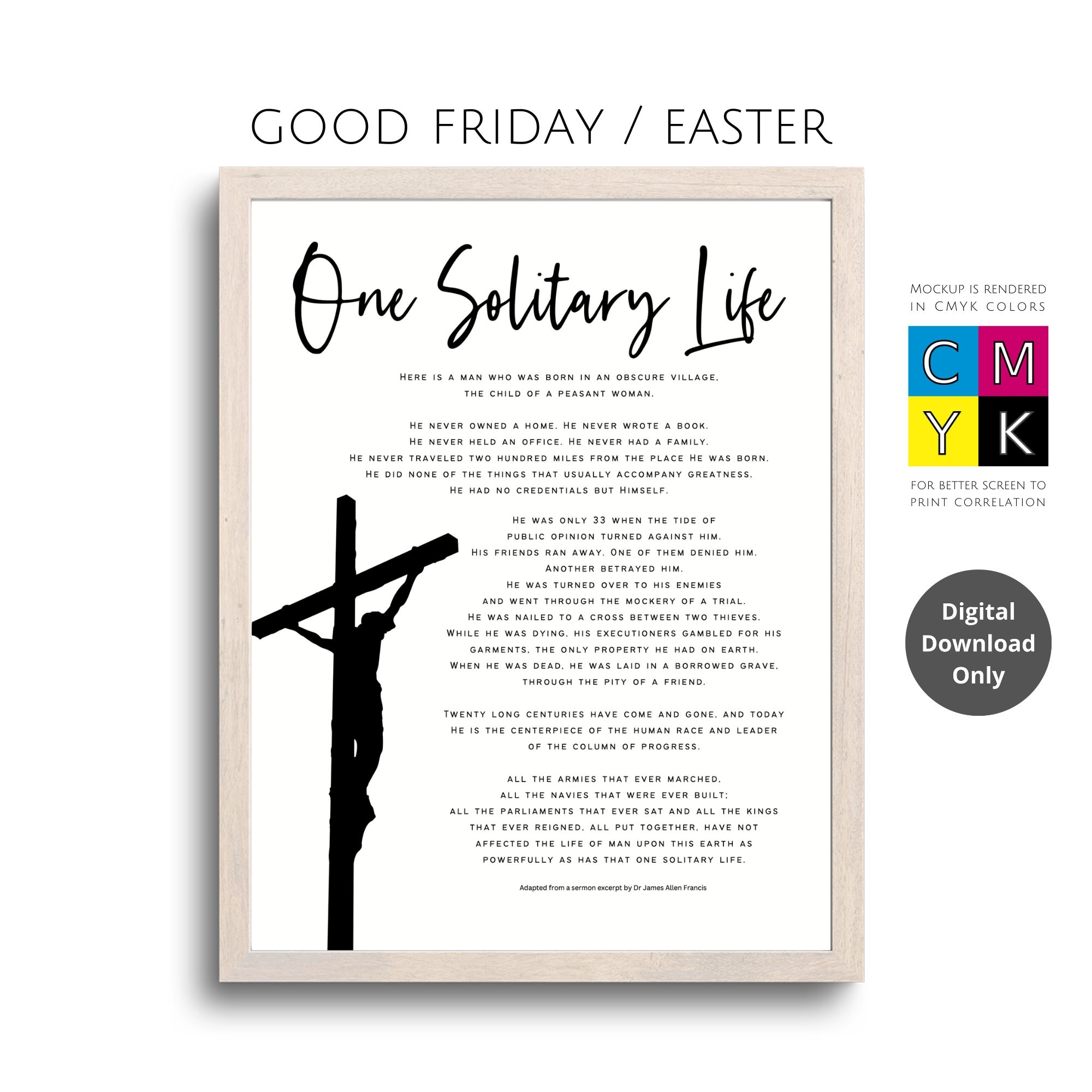 One Solitary Life Inspirational Wall Art Printable Christian Decor Christian Gift Instant Download Etsy
