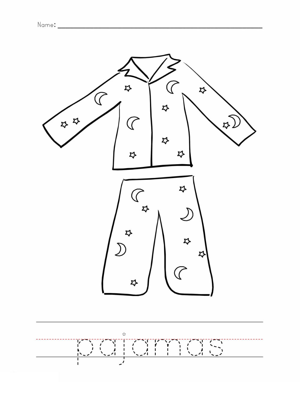 Pajama Coloring Page Worksheets Red Pajamas Pajamas Pajama Day