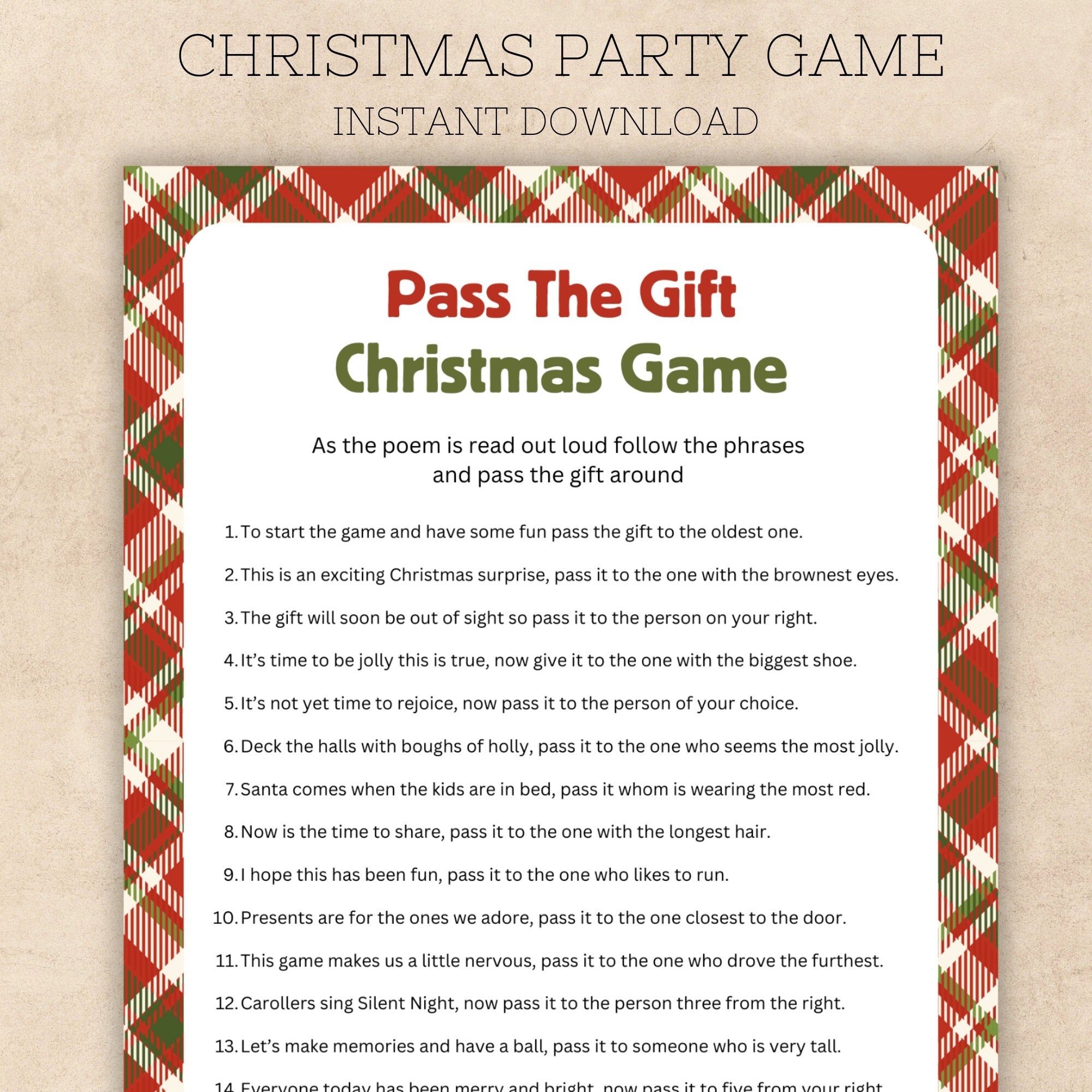 Pass The Gift Christmas Game Printable Office Christmas Party Game Pass The Parcel Game Pass The Present Game Gift Exchange Game Etsy