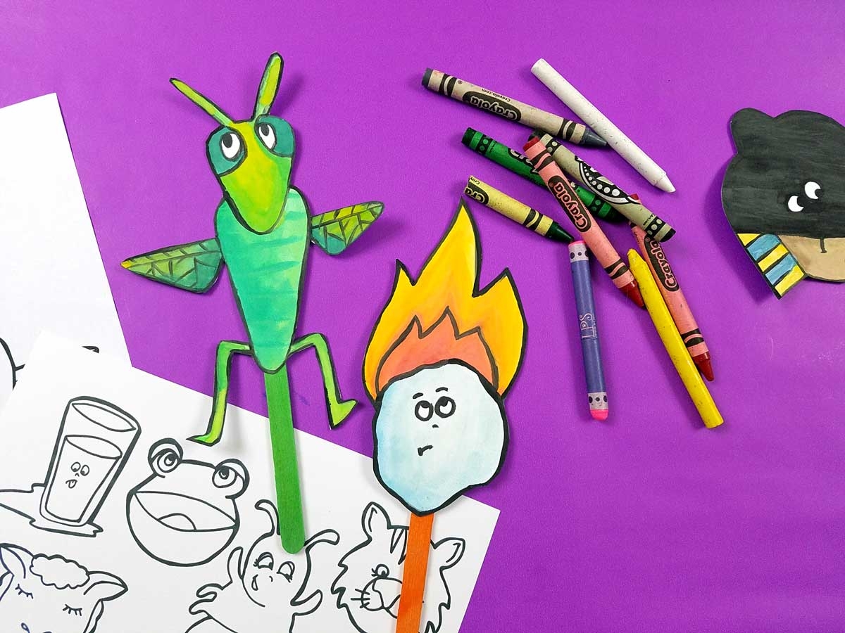 Passover Puppets Ten Plagues Craft And Coloring Page