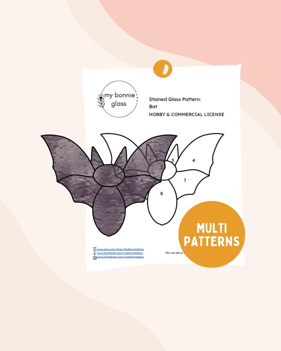 PATTERN PACK Bat Pack Stained Glass Pattern Printable Glasswork Pattern Digital Download Etsy