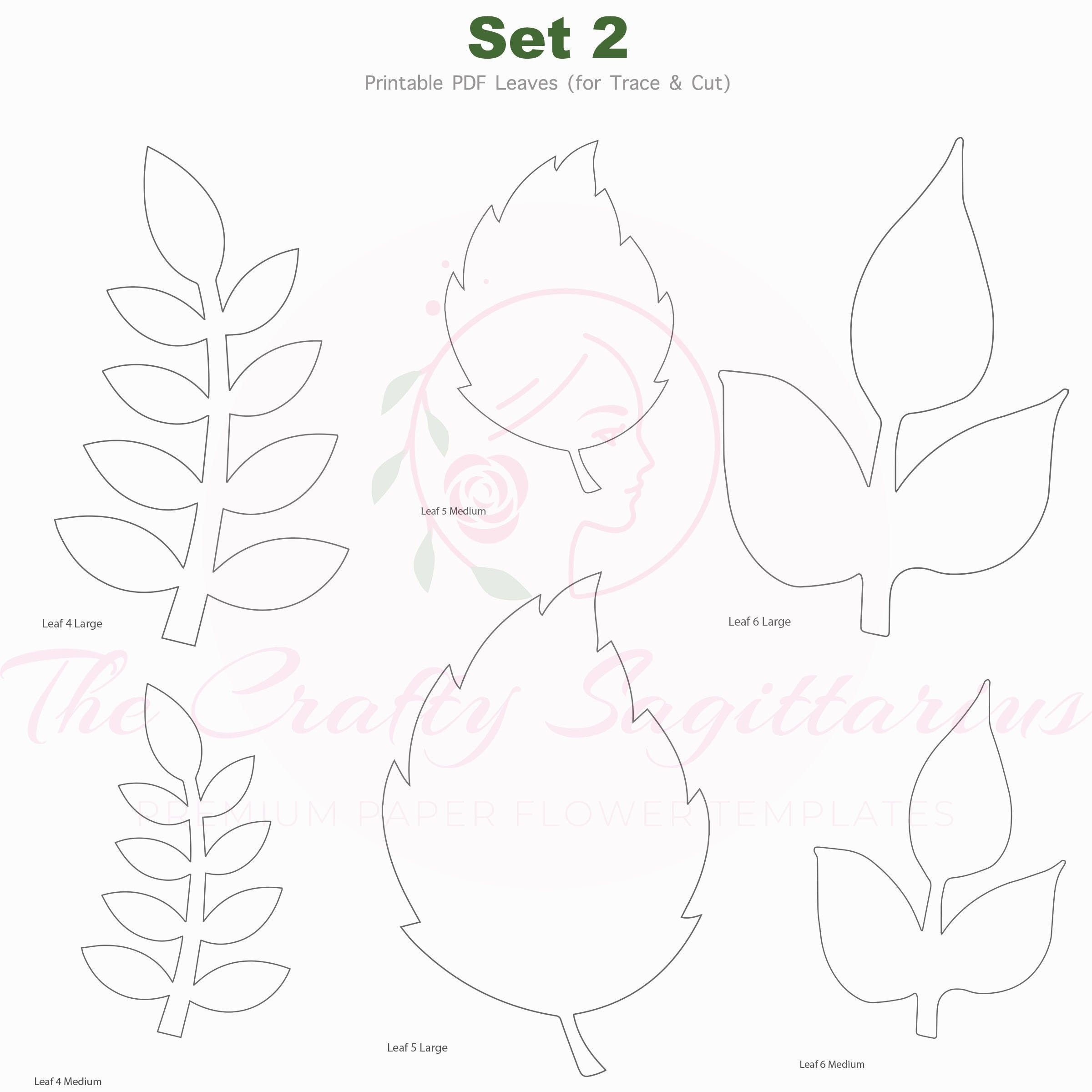 PDF Set 2 Leaves 3 Different Styles 2 Different Sizes Easy To Trace N Cut Greenery Pattern For Your Paper Flowers And Set Instant Download Etsy Flower Templates Printable Free 