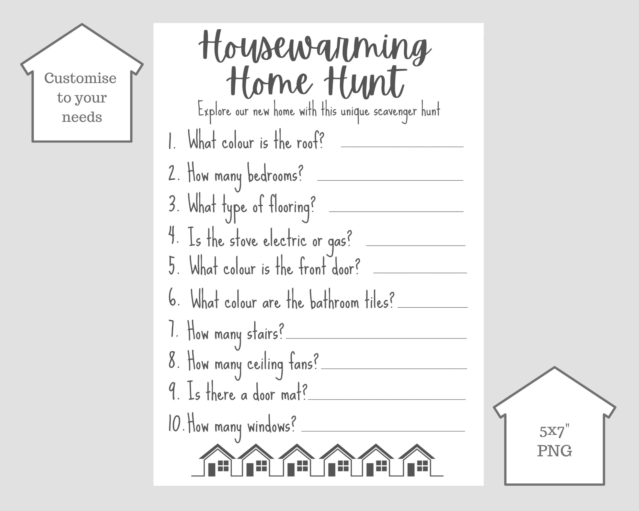 Personalised Housewarming Party Game House Hunt Scavenger Hunt Etsy