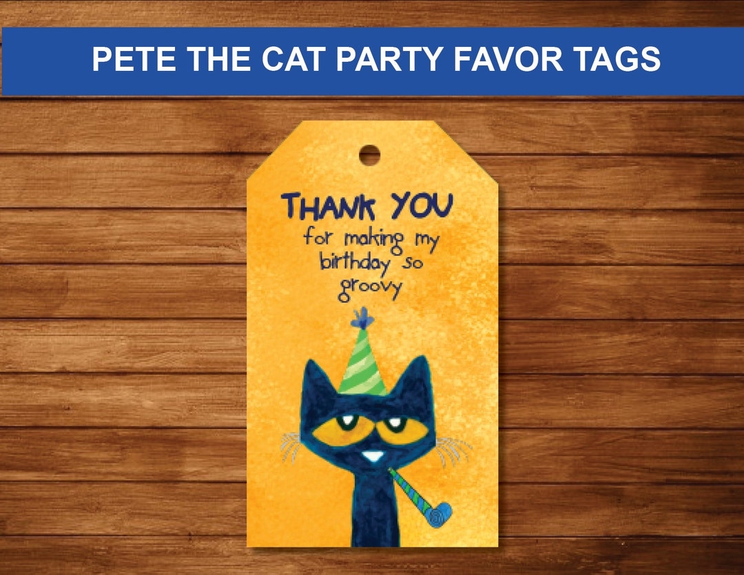 Pete The Cat Birthday Favor Tags PRINTABLE DIGITAL DOWNLOAD Etsy
