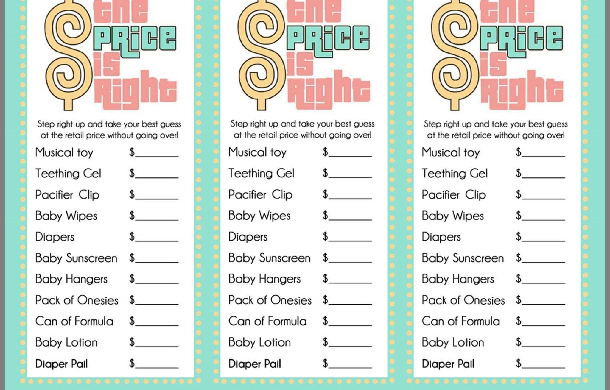 Pin By Shannon Ramage Kirkland On Baby Shower Price Is Right Games Senior Day Activity Director