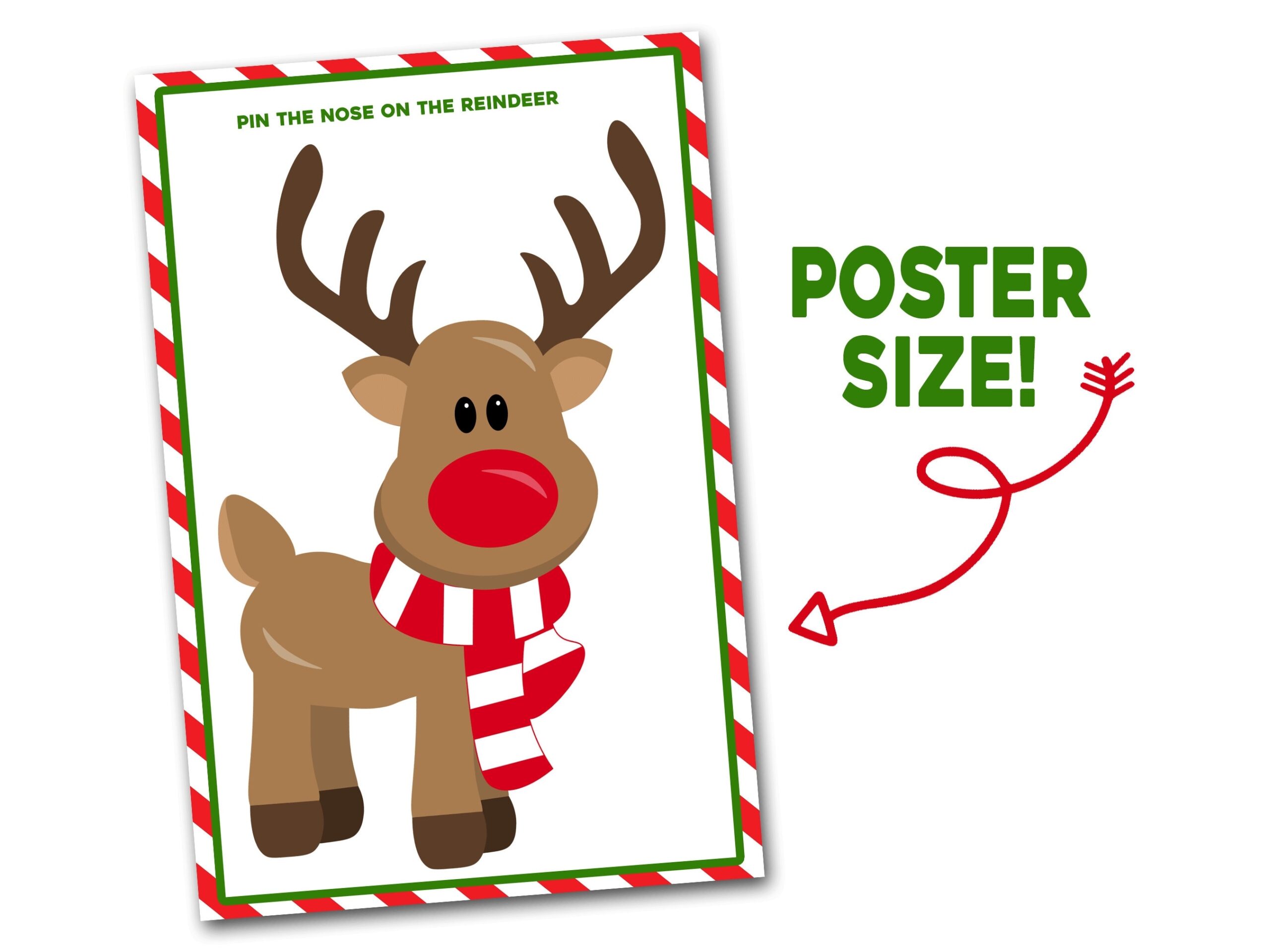 Pin The Nose On The Reindeer Printable Christmas Class Party Game Poster Size Pin The Nose On The Reindeer 20x30 18x24 Holiday Etsy