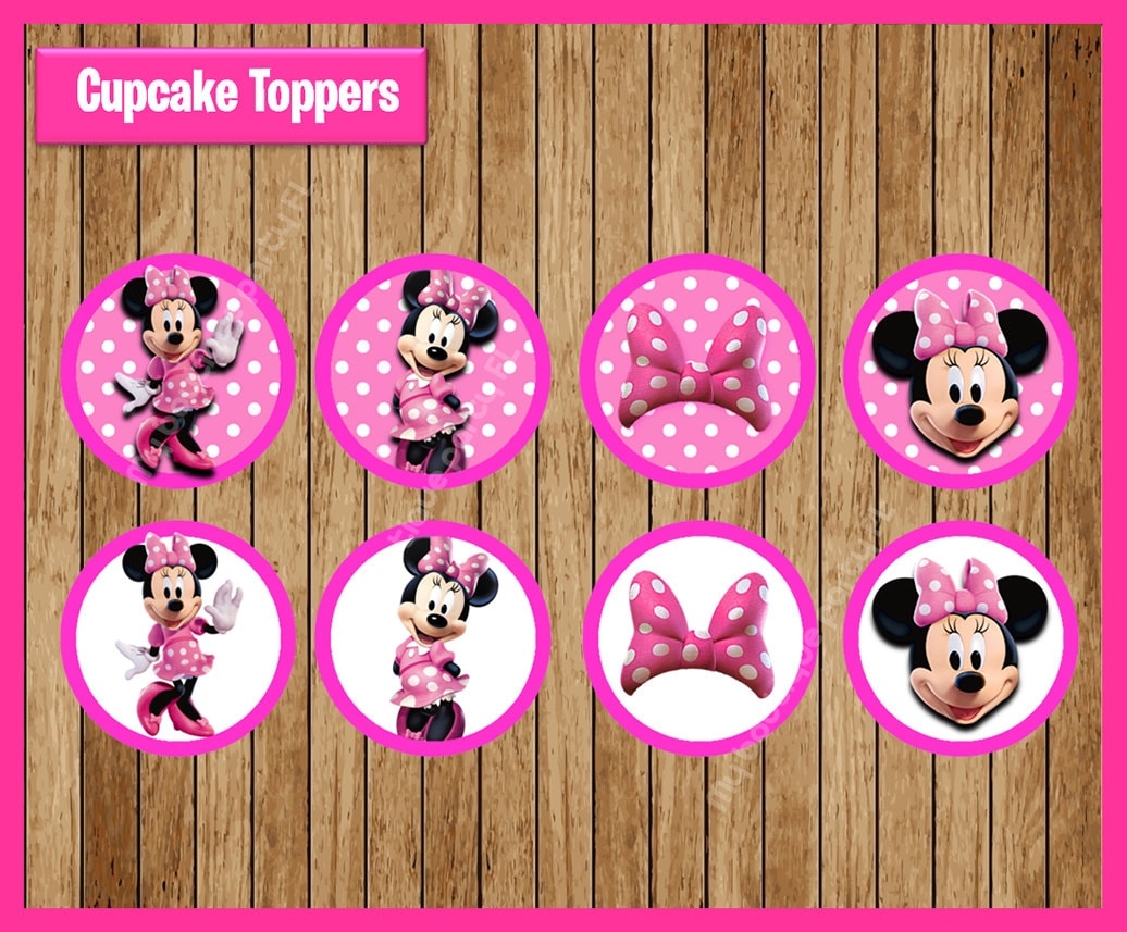Pink Minnie Mouse Toppers Instant Download Printable Minnie Mouse Party Cupcakes Topper Minnie Mouse Cupcakes Toppers Etsy