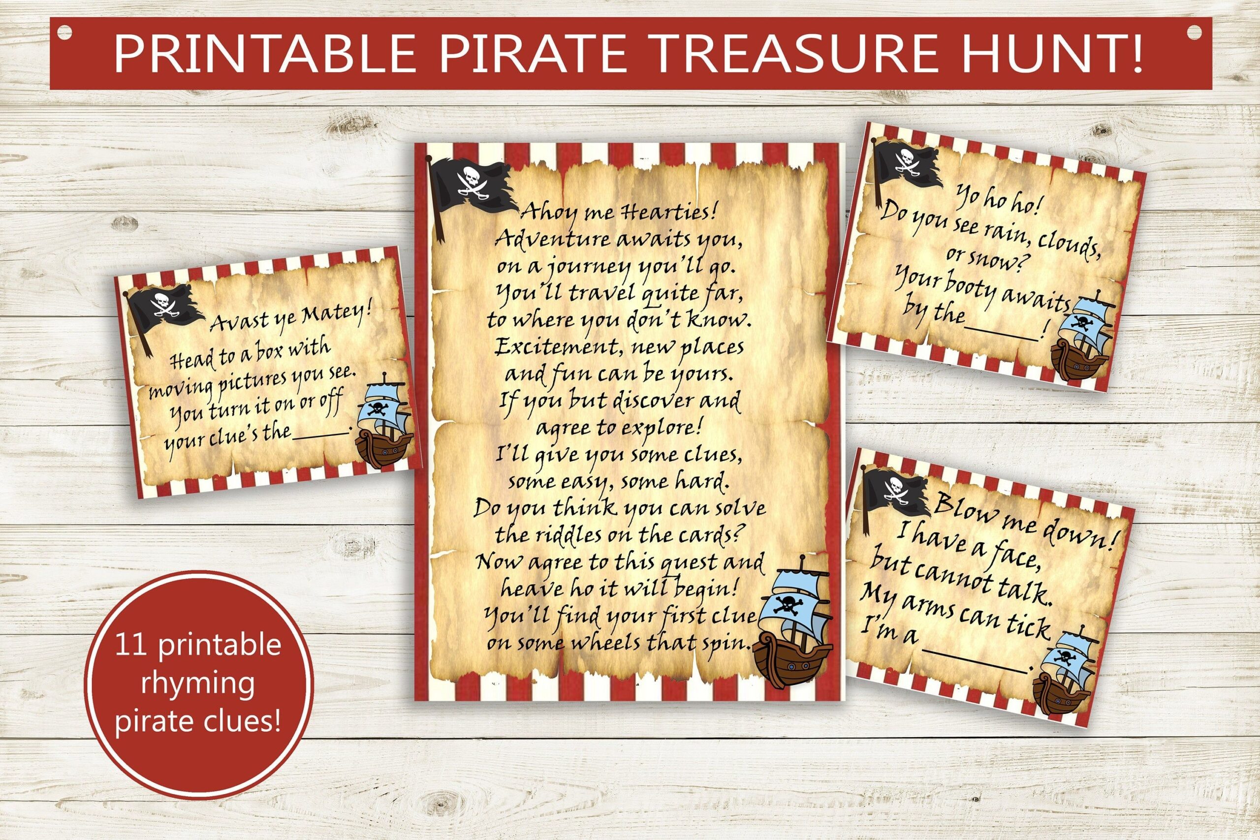 Pirate Printable Treasure Hunt Letter Clues Instant Download PDF Surprise Scavenger Hunt Party Game Birthday File Rhyming Clues DIY Etsy Pirate Treasure Hunt For Kids Custom Sticky Notes Treasure Hunt