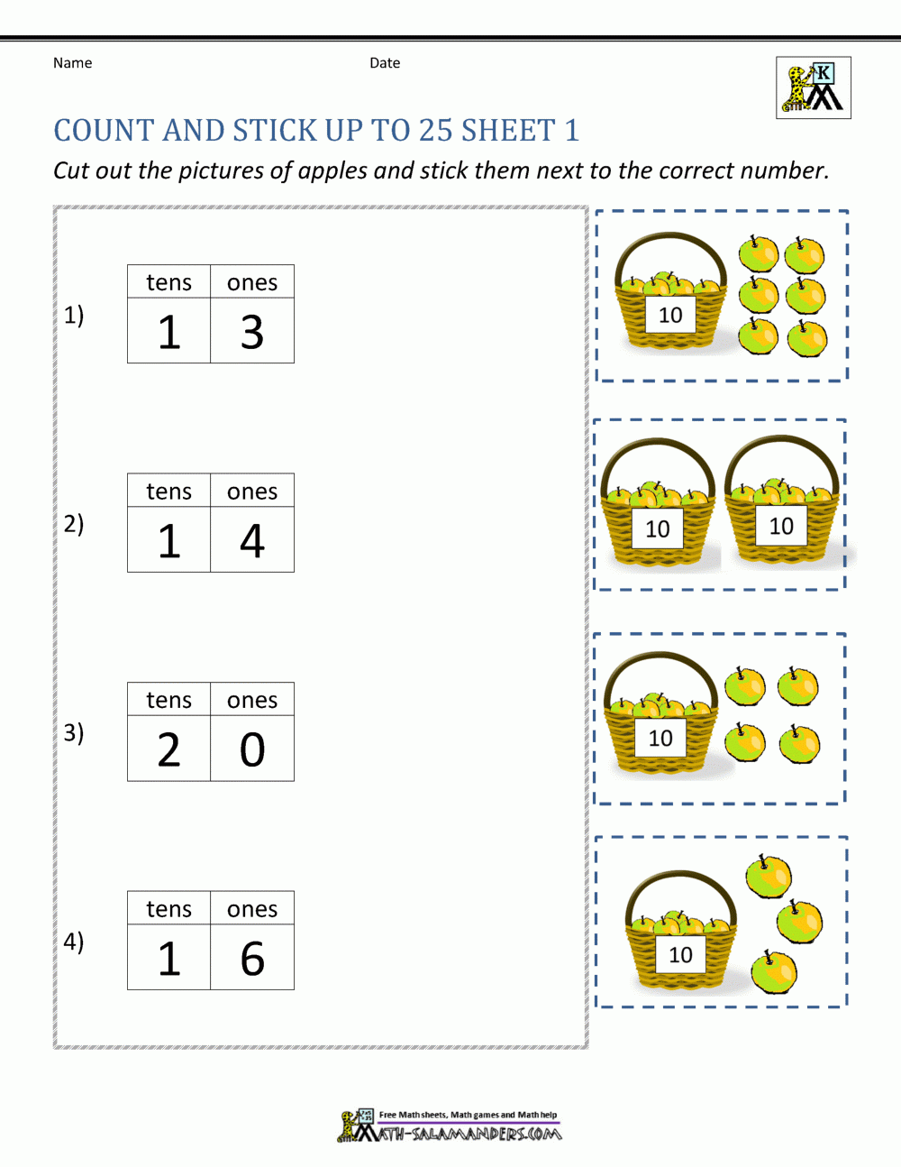 Printable Kindergarten Place Value Worksheets