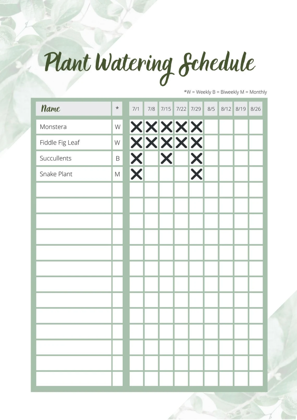 Plant Watering Schedule Minimal And Modern Planner Etsy Plant Journal Template Garden Watering Schedule Schedule Template