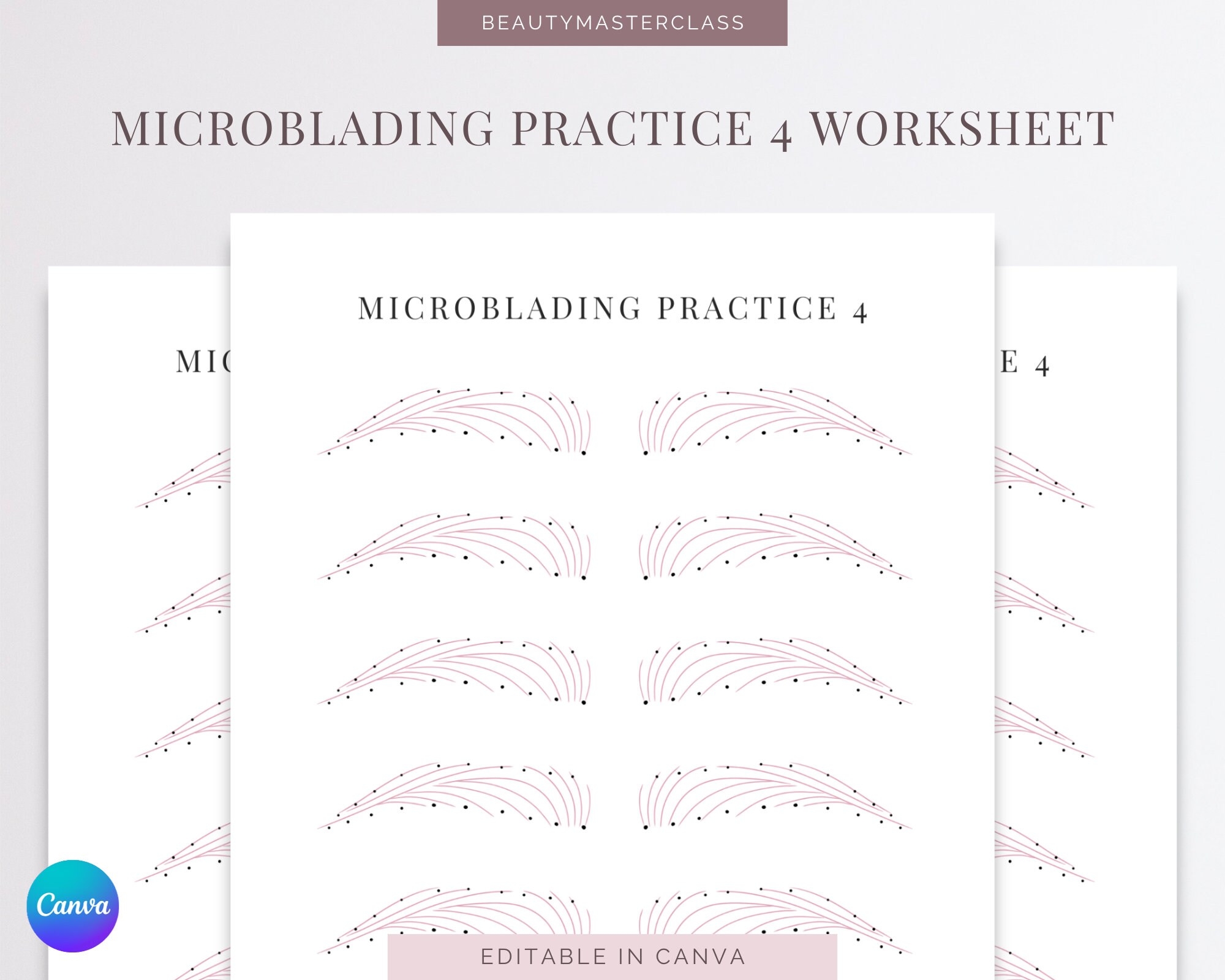 PMU Microblading Practice 4 Worksheet Editable Worksheet For Trainers And Students Printable Instant Download Etsy