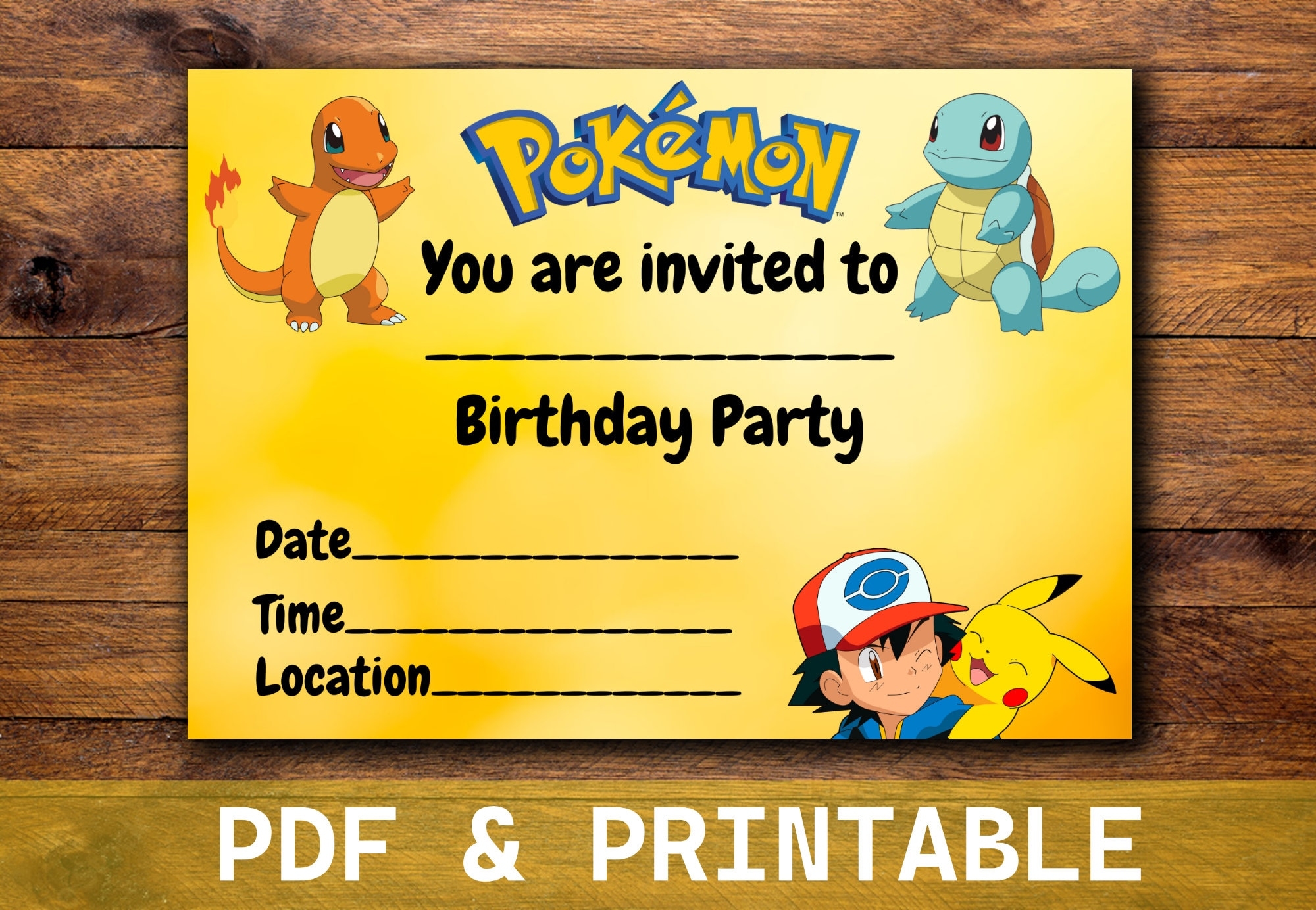 Pokemon Birthday Invitation Digital Kids Birthday Invitation Printable Instant Download Birthday Supplies Best Selling Items Etsy