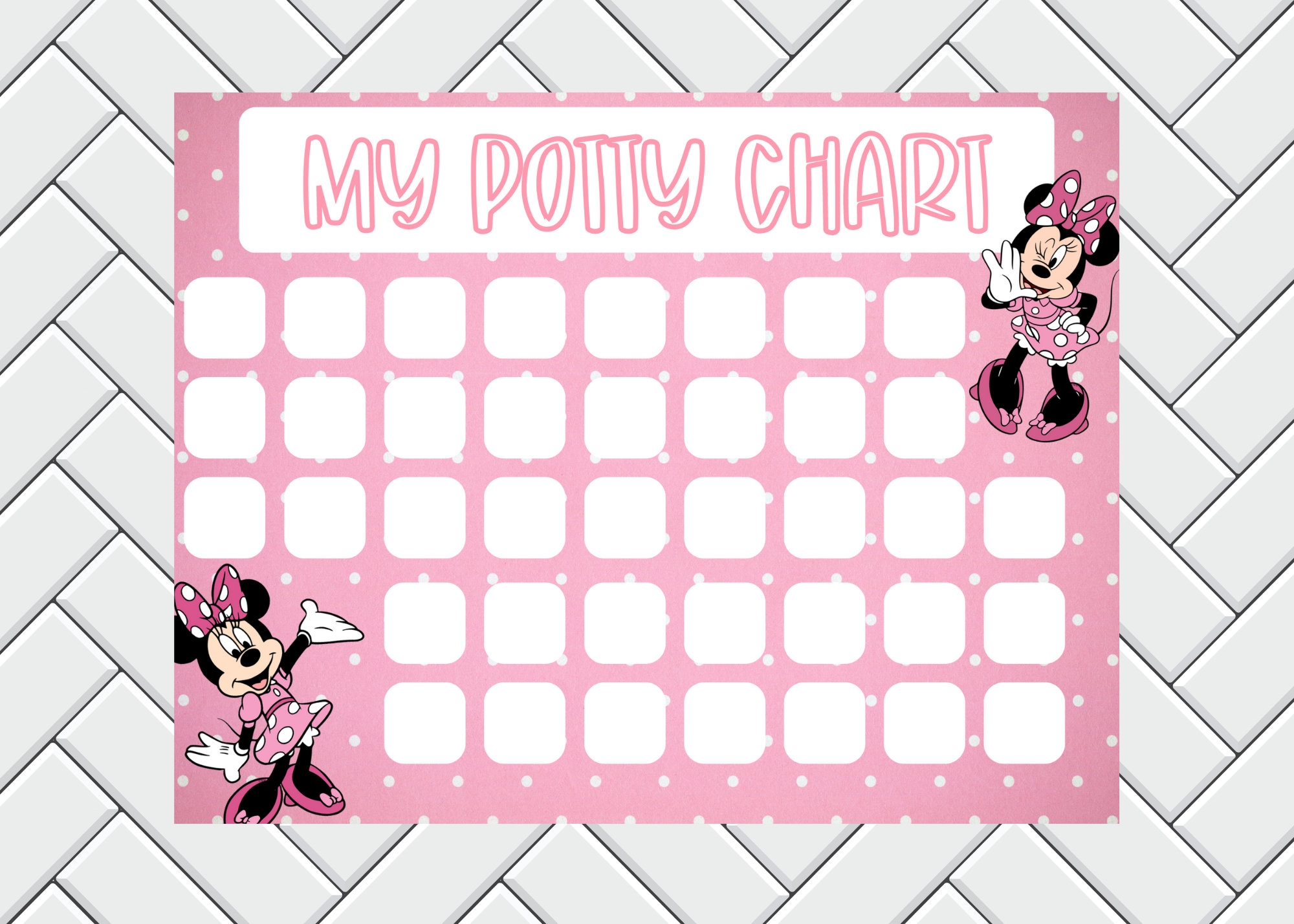 Potty Training Chart Sticker Chart Kids Reward Chart Minnie Mouse PNG Minnie Mouse Svg Etsy