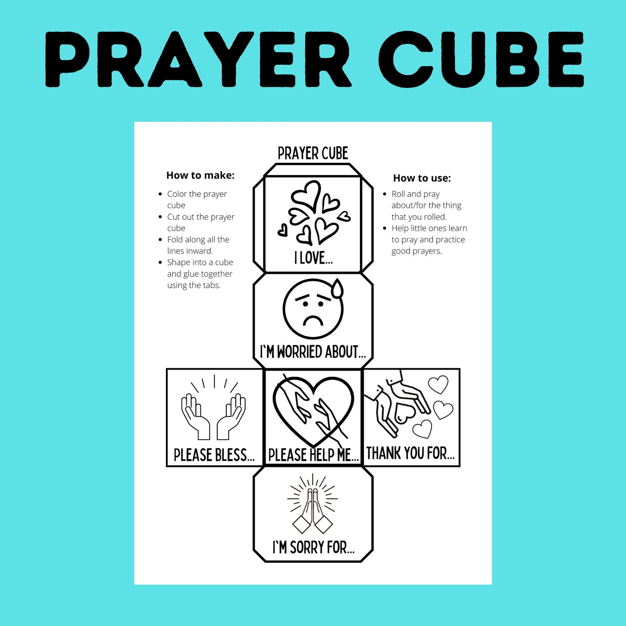 Prayer Cube Prayer Craft Prayer Cube For Kids Prayer Game Prayer Activities Toddler Activities LDS Prayer Activity Etsy