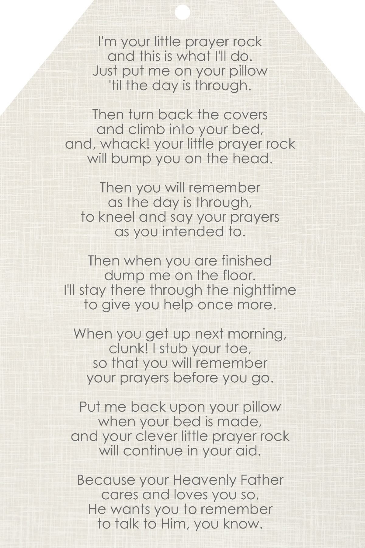 Prayer Rock Poem Printable