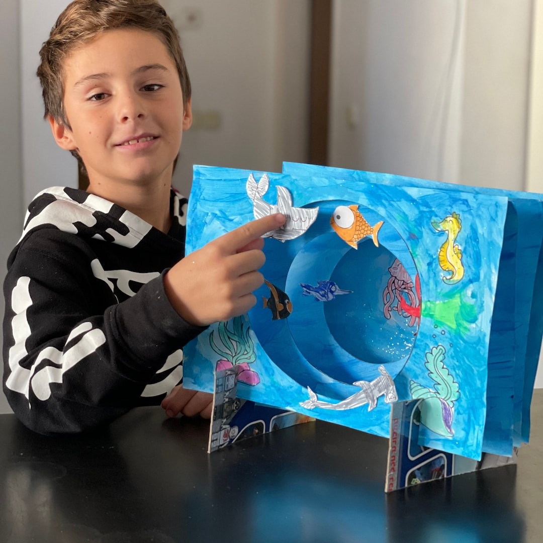 Preschool Printables Easy Ocean Diorama Craft Project For Kids Ocean Diorama Background Printable Ocean Montessori Rain Day Activities Etsy