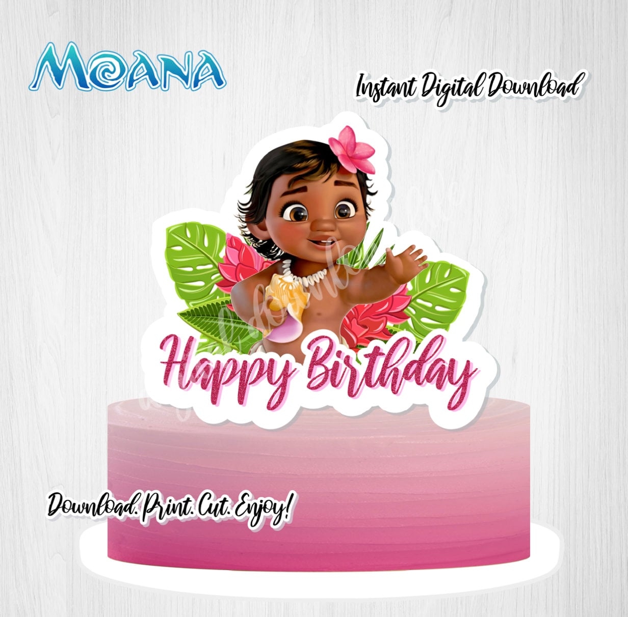 Printable BABY MOANA Cake Topper Moana Cake Decoration Moana Printable Baby Moana Cake Topper Printable Moana Moana Instant Download Etsy