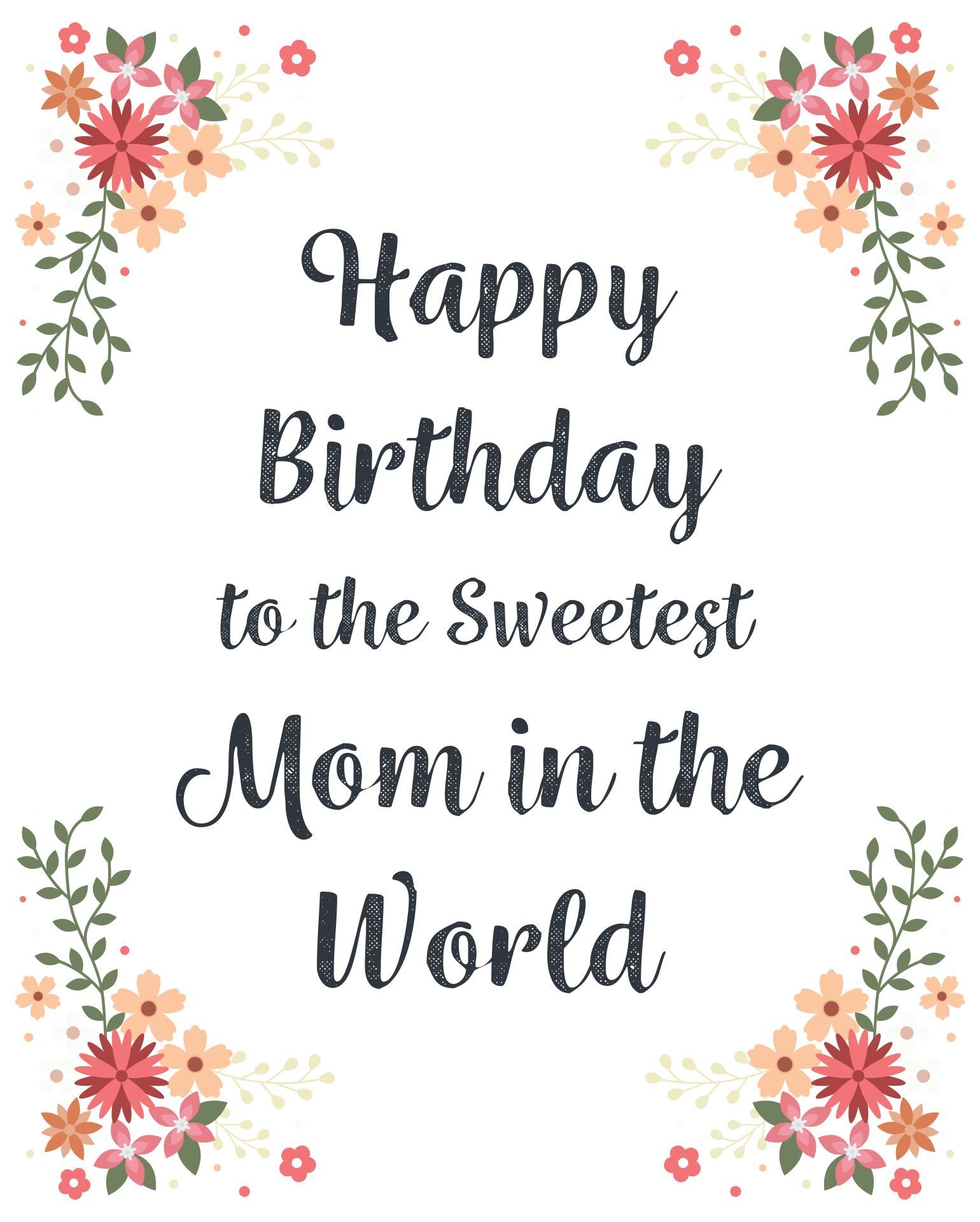 Printable Birthday Cards For Mom From Daughter Happy Birthday Mom Cards Free Printable Birthday Cards Birthday Cards For Mother